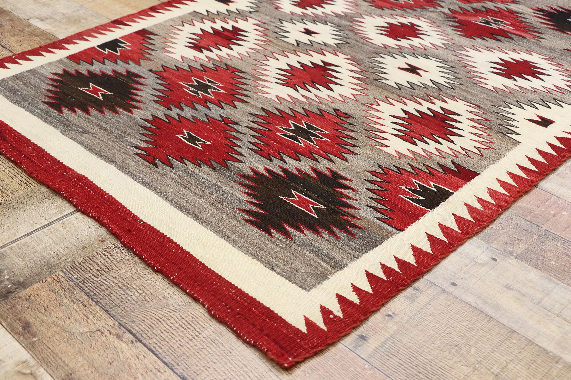 20th Century Vintage Navajo Kilim Rug with Two Grey Hills Style For Sale