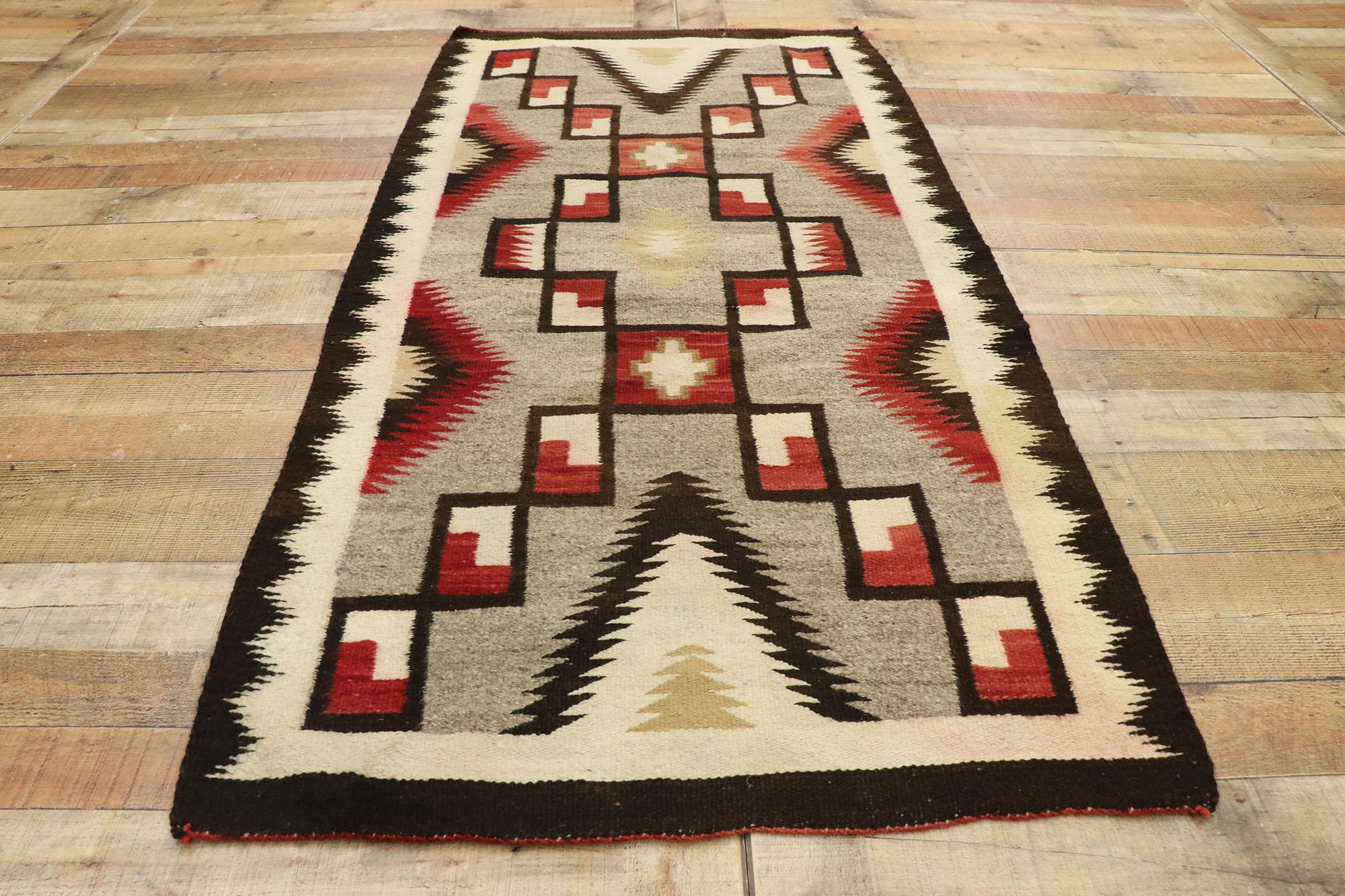 Navajo-Kilim-Teppich mit Two Grey Hills im Vintage-Stil (Wolle) im Angebot