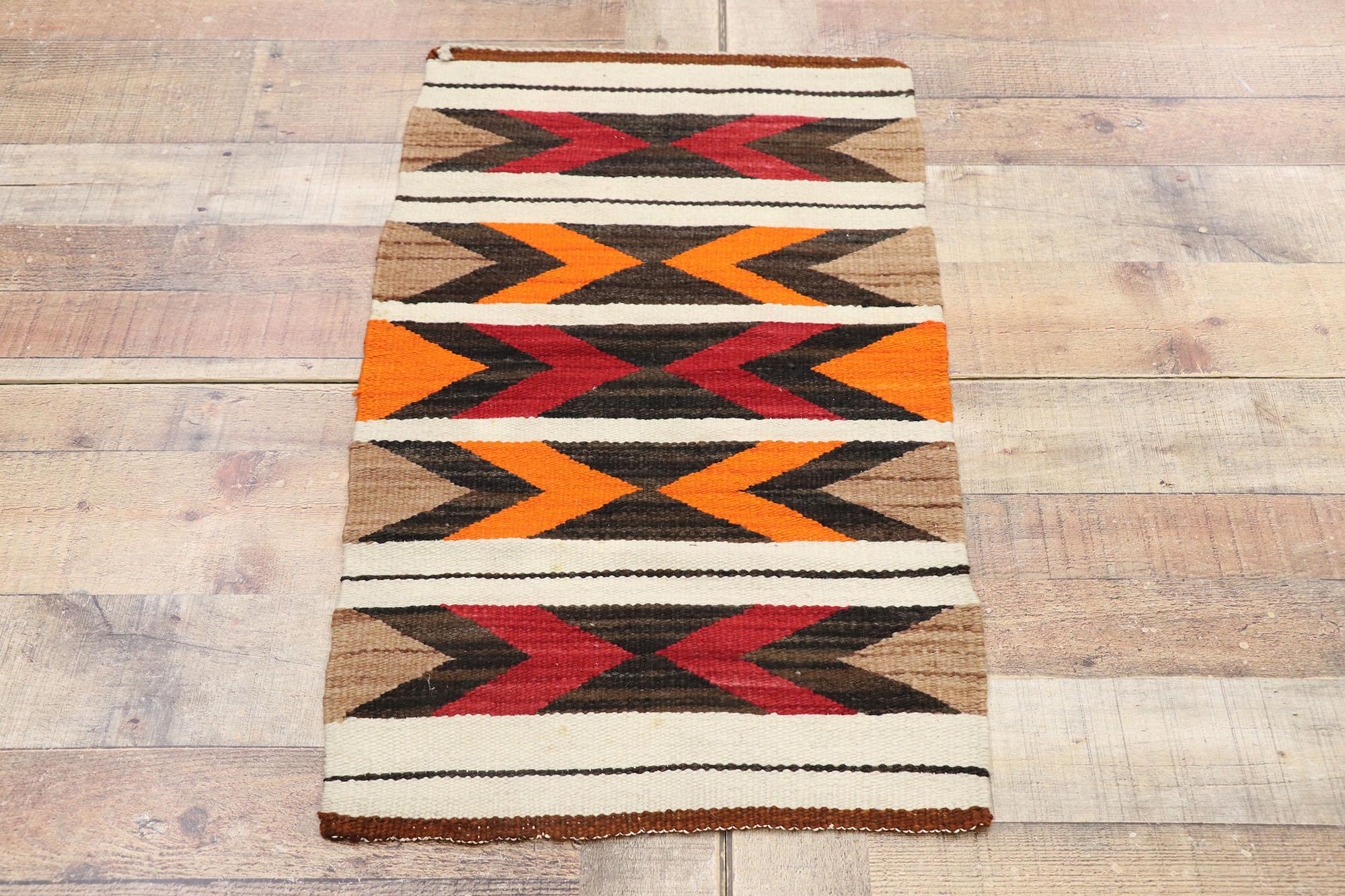 Wool Vintage Navajo Kilim Rug with Two Grey Hills Style For Sale