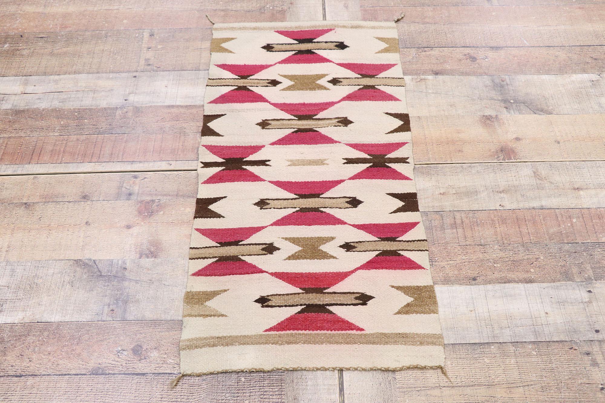 Wool Vintage Navajo Kilim Rug with Two Grey Hills Style For Sale