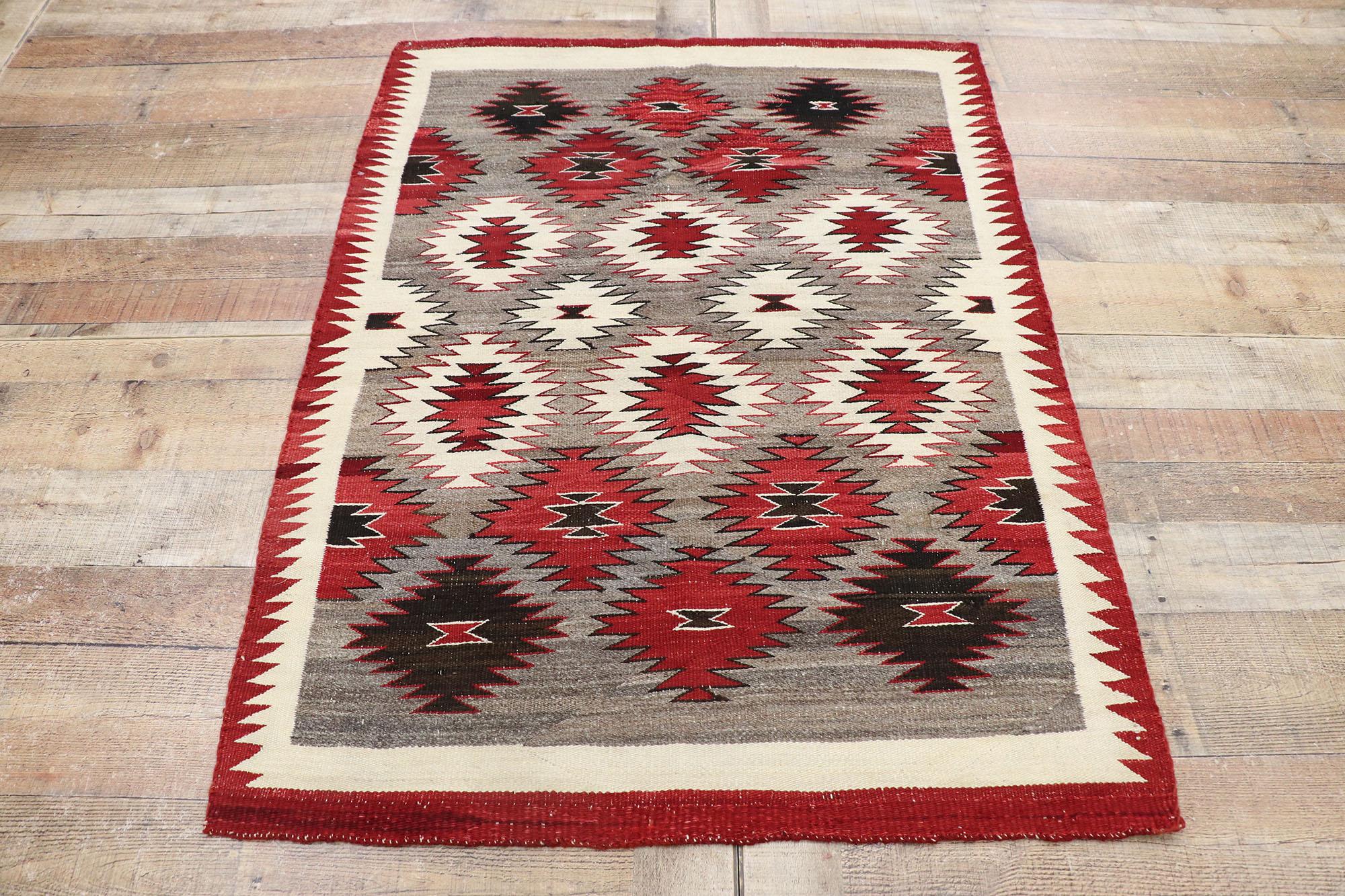 Wool Vintage Navajo Kilim Rug with Two Grey Hills Style For Sale