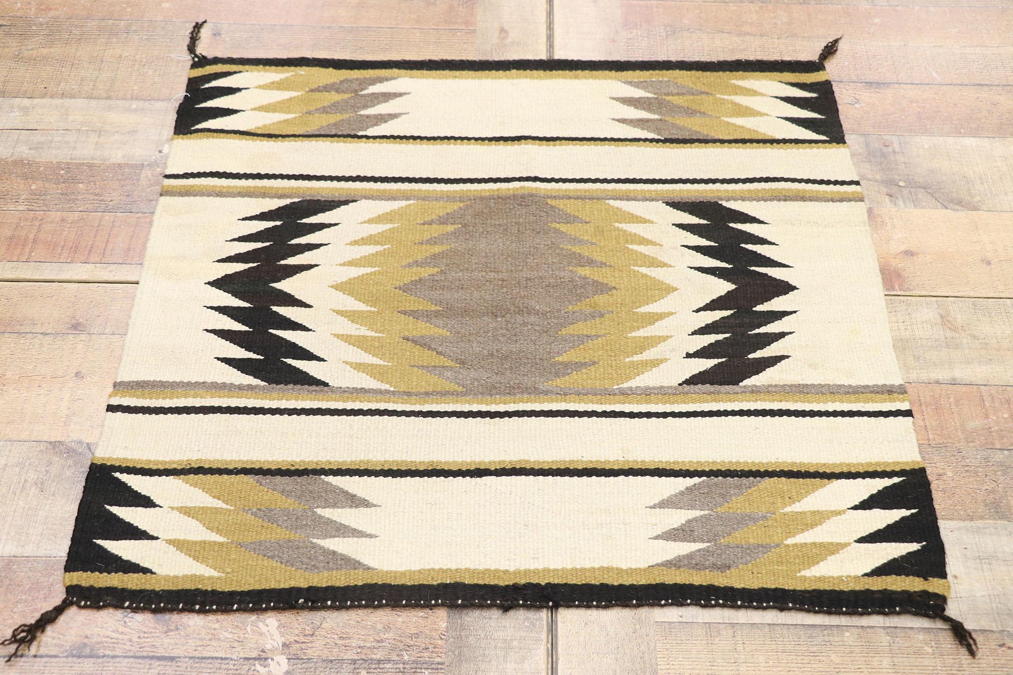 Wool Vintage Navajo Kilim Rug with Two Grey Hills Style For Sale