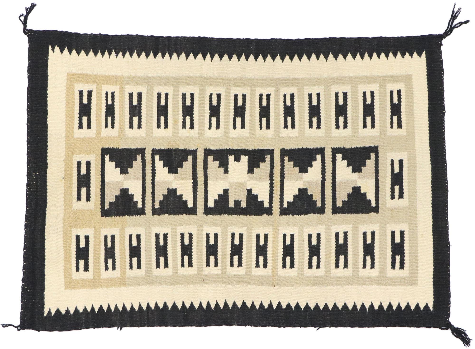 Vintage Navajo Kilim Rug with Two Grey Hills Style For Sale 1