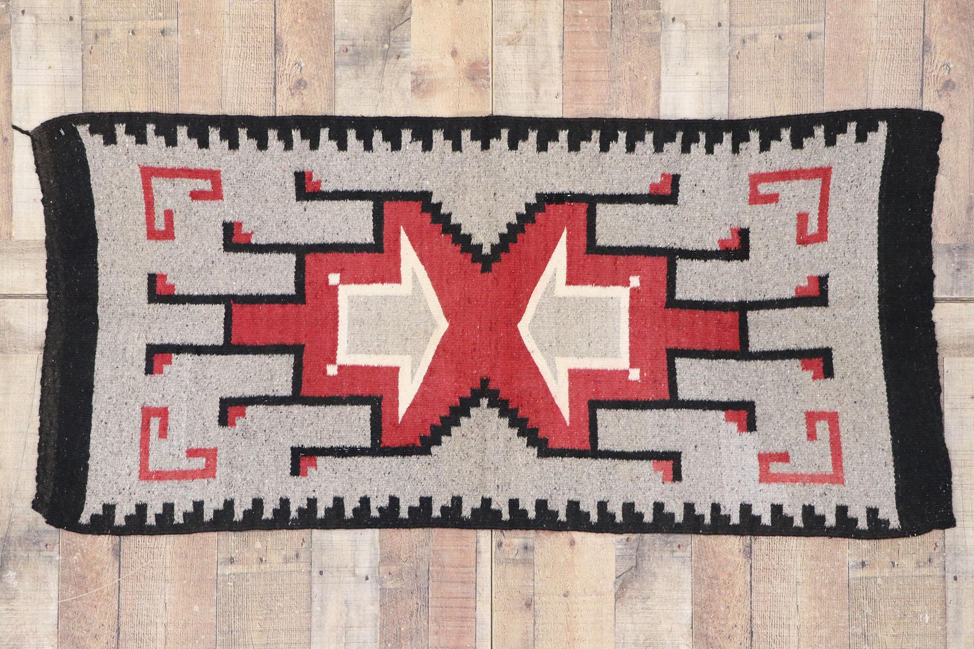 Vintage Navajo Kilim Rug with Two Grey Hills Style For Sale 1