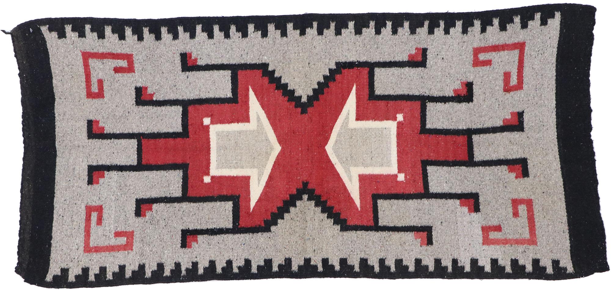 Vintage Navajo Kilim Rug with Two Grey Hills Style For Sale 2