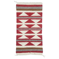Vintage Navajo Kilim Rug with Two Grey Hills Style