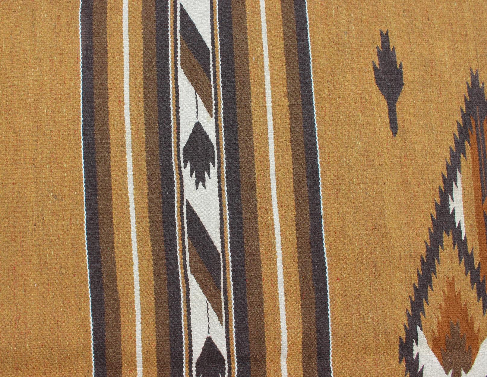 Vintage Navajo Kilim with Tribal Design in Earthy Tones For Sale 3