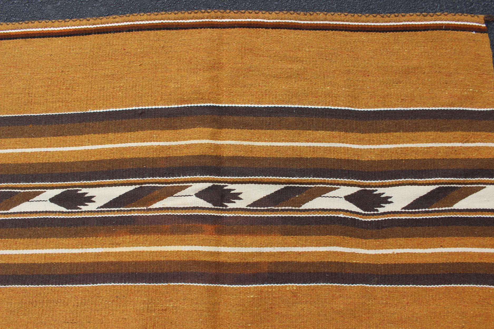 Vintage Navajo Kilim with Tribal Design in Earthy Tones For Sale 2