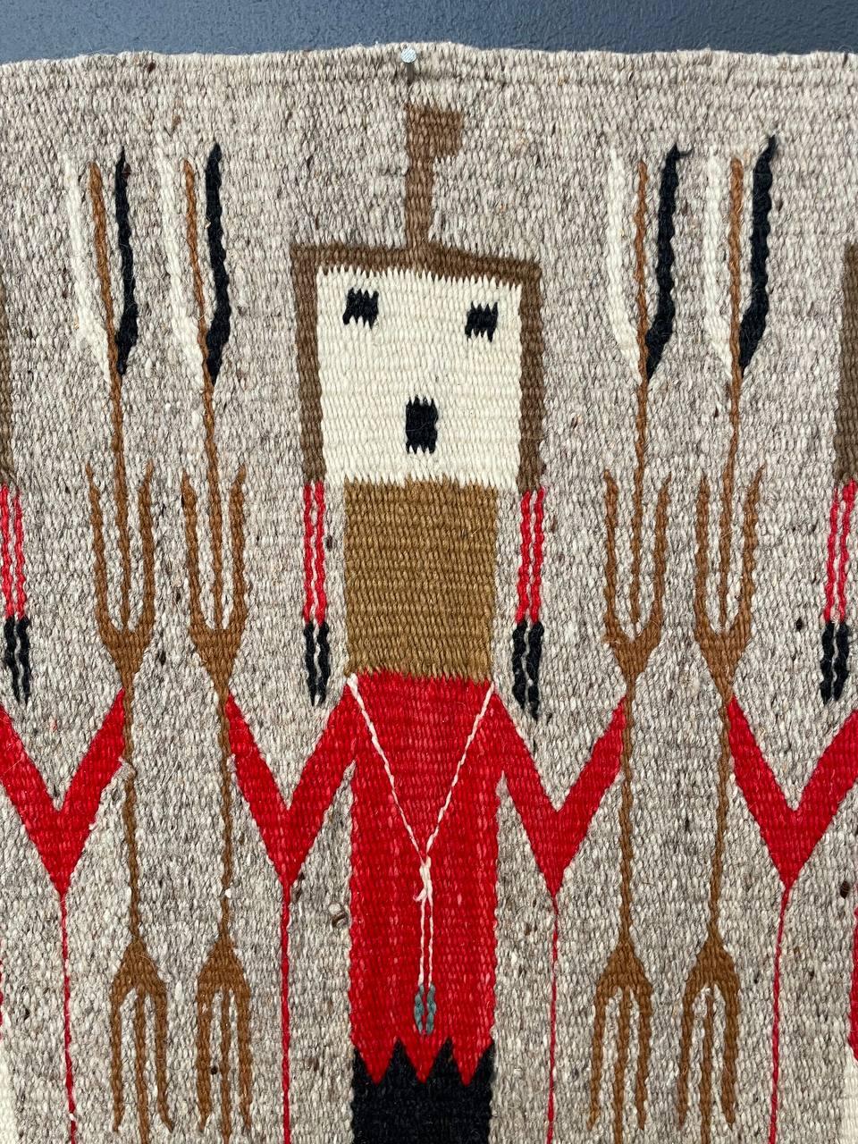 Vintage Navajo Kilim Yei Tapestry Rug Wall Art in vendita 3