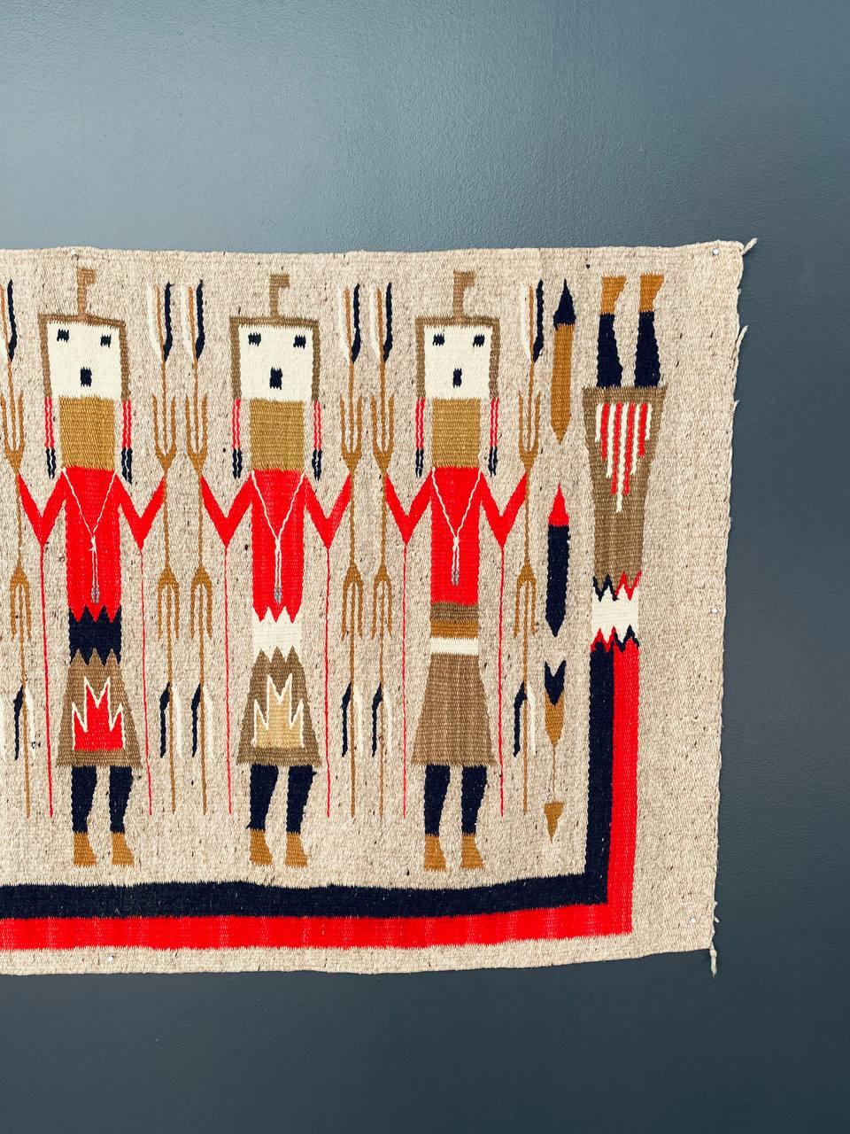 Altro Vintage Navajo Kilim Yei Tapestry Rug Wall Art in vendita