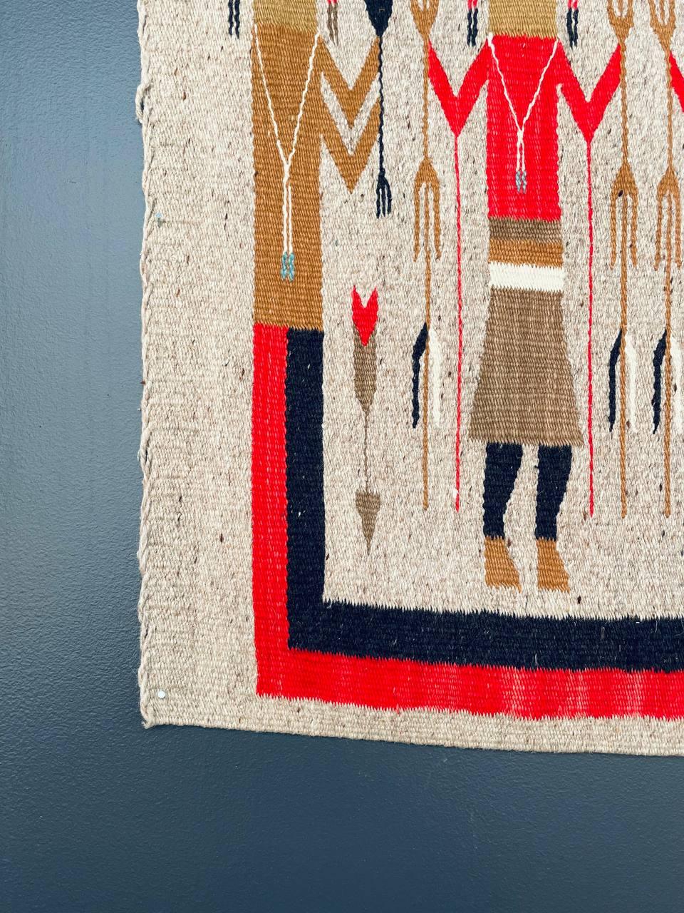 Vintage Navajo Kilim Yei Tapestry Rug Wall Art In condizioni buone in vendita a Los Angeles, CA