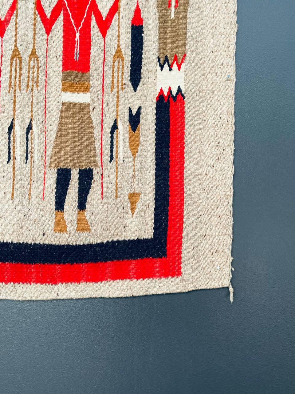 Vintage Navajo Kilim Yei Tapestry Rug Wall Art in vendita 1