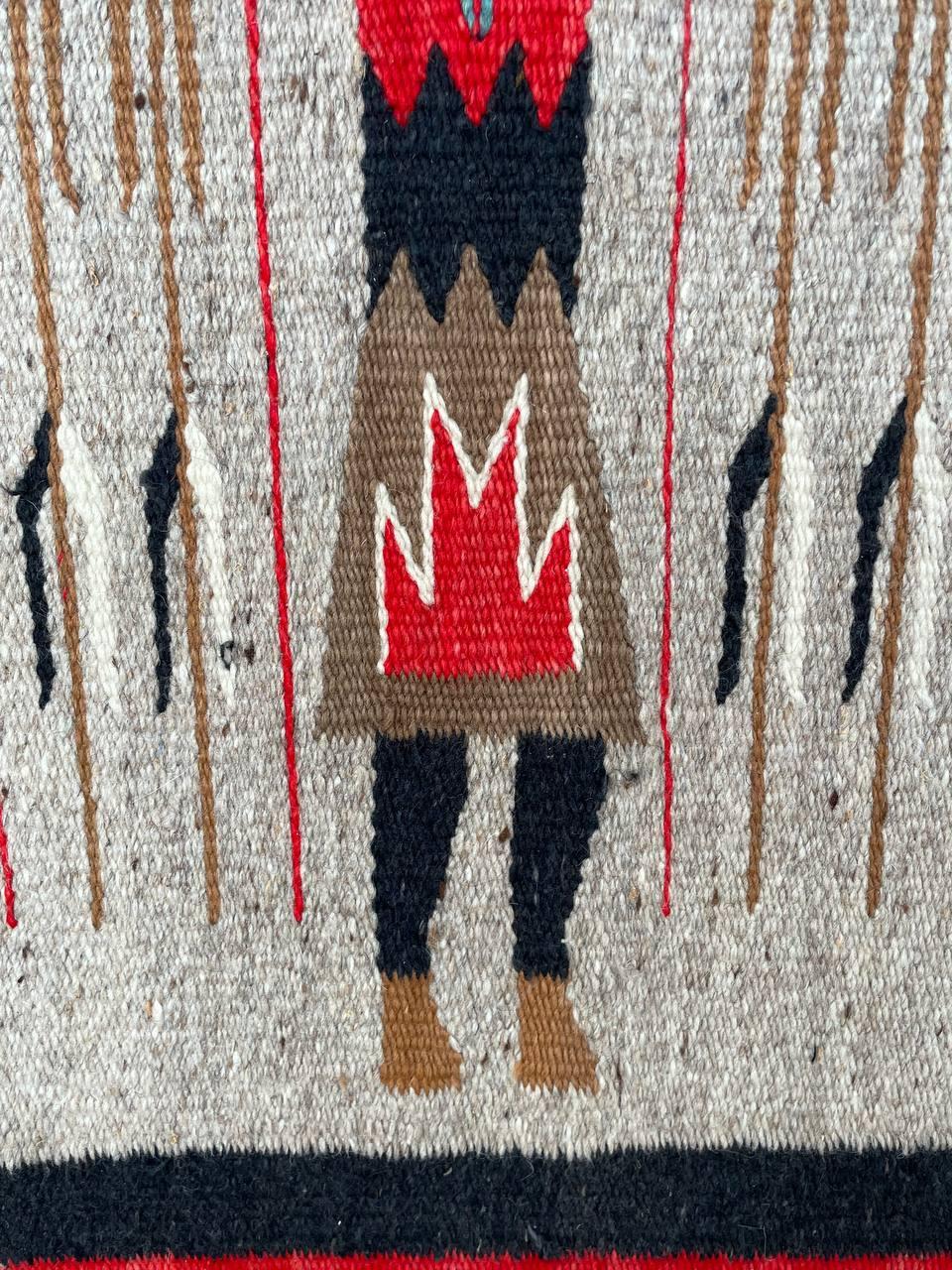 Vintage Navajo Kilim Yei Tapestry Rug Wall Art in vendita 2
