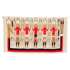 Vintage Navajo Kilim Yei Tapiz Alfombra Arte Pared