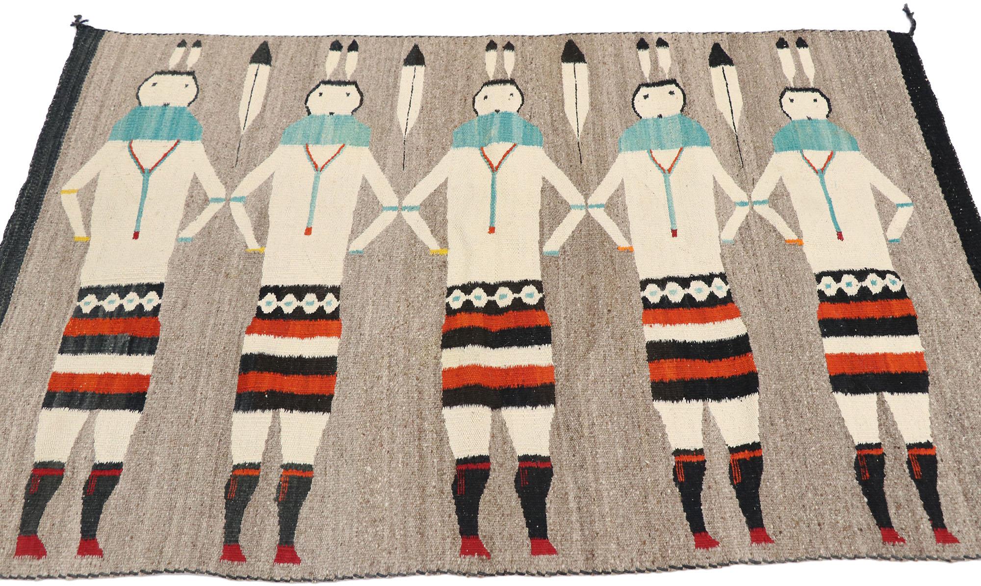 Navajo-Kelim Yeibichai-Teppich mit Südwest-Volkskunst-Stil (amerikanisch) im Angebot