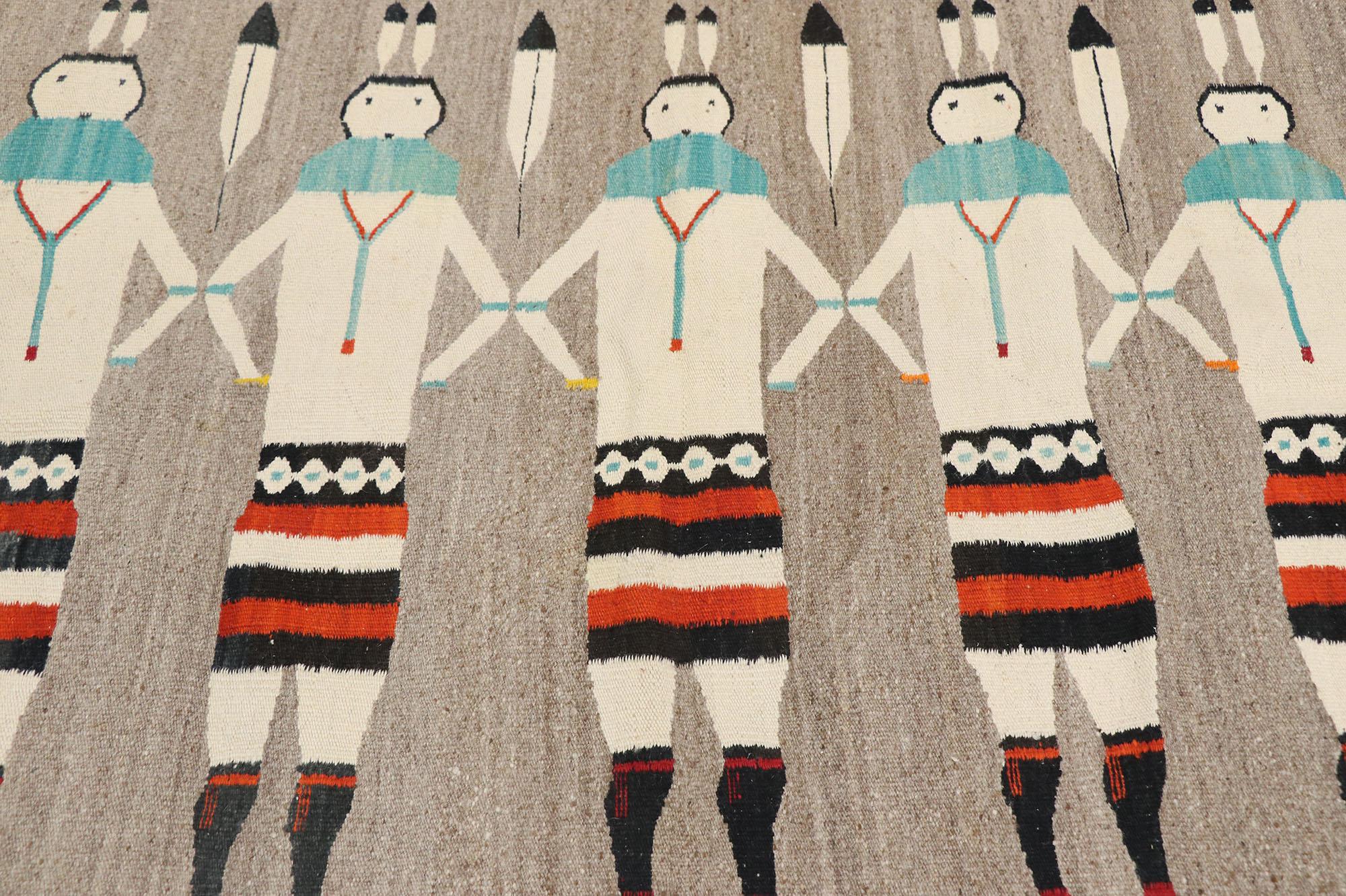 Navajo-Kelim Yeibichai-Teppich mit Südwest-Volkskunst-Stil (Handgewebt) im Angebot