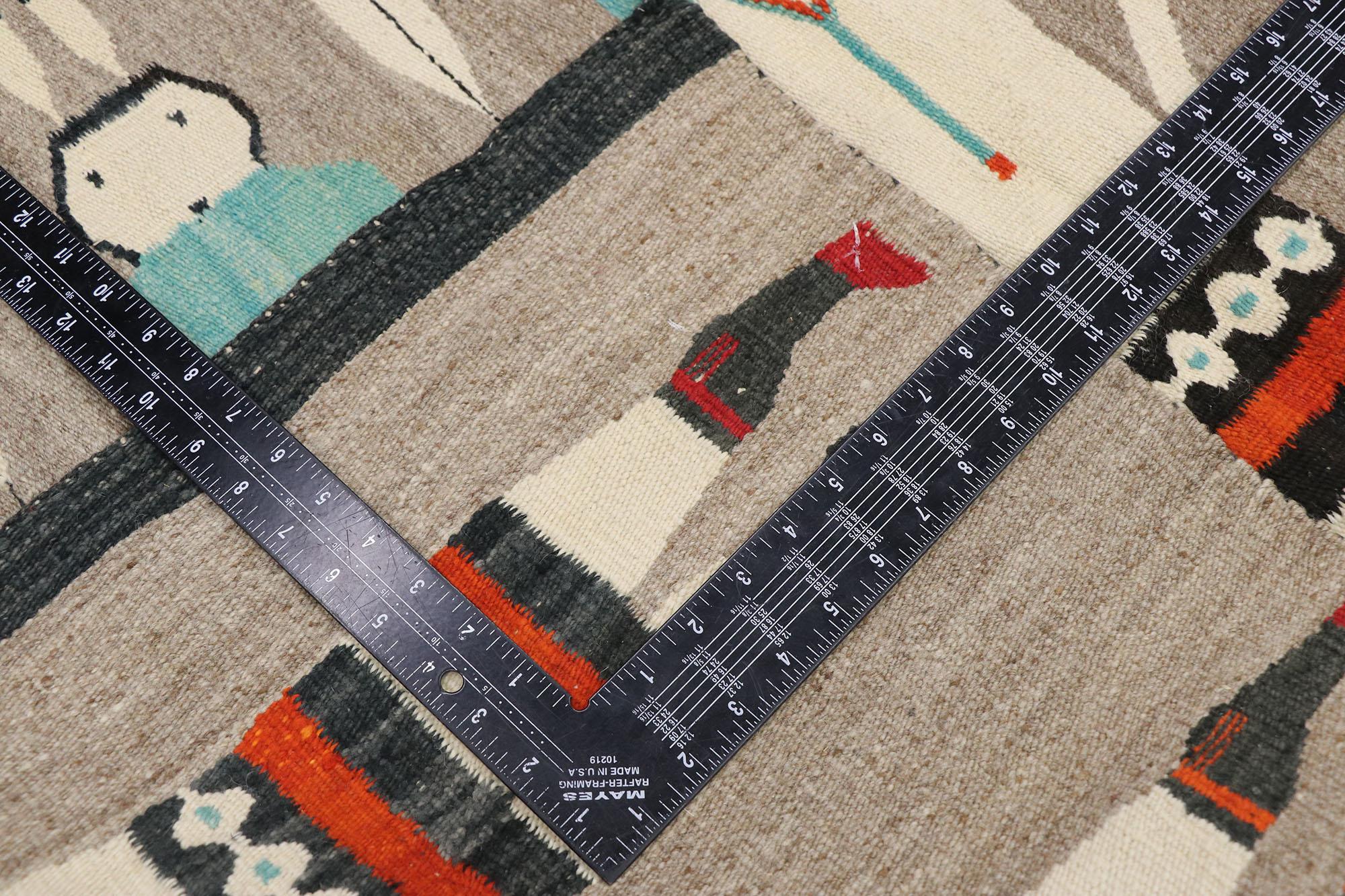 American Vintage Navajo Yeibichai Pictorial Carpet Textile For Sale