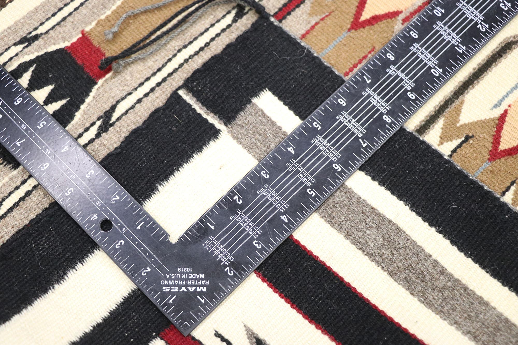 American Vintage Navajo Kilim Yeibichai Rug with Southwestern Folk Art Style For Sale