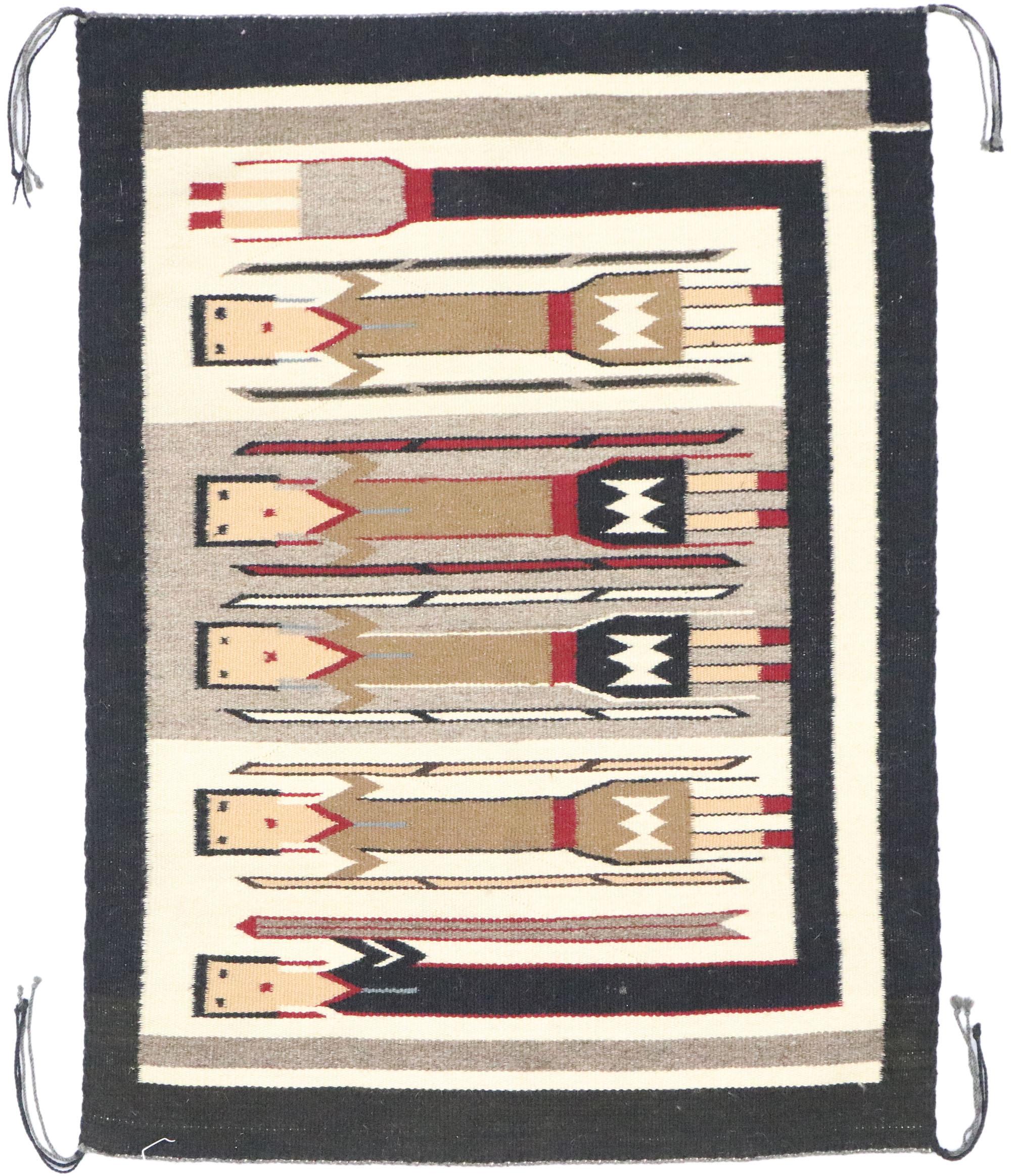 20th Century Vintage Navajo Kilim Yeibichai Rug with Southwestern Folk Art Style For Sale