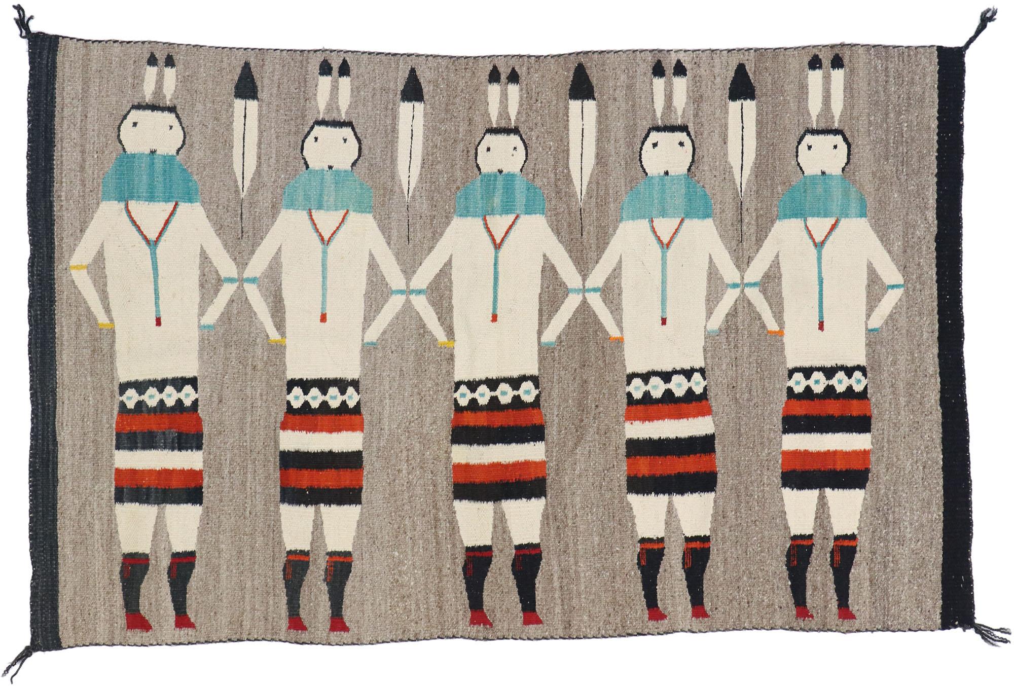 20th Century 1940's Southwestern-Style Yeibichai-Figure Kilim Rug For Sale