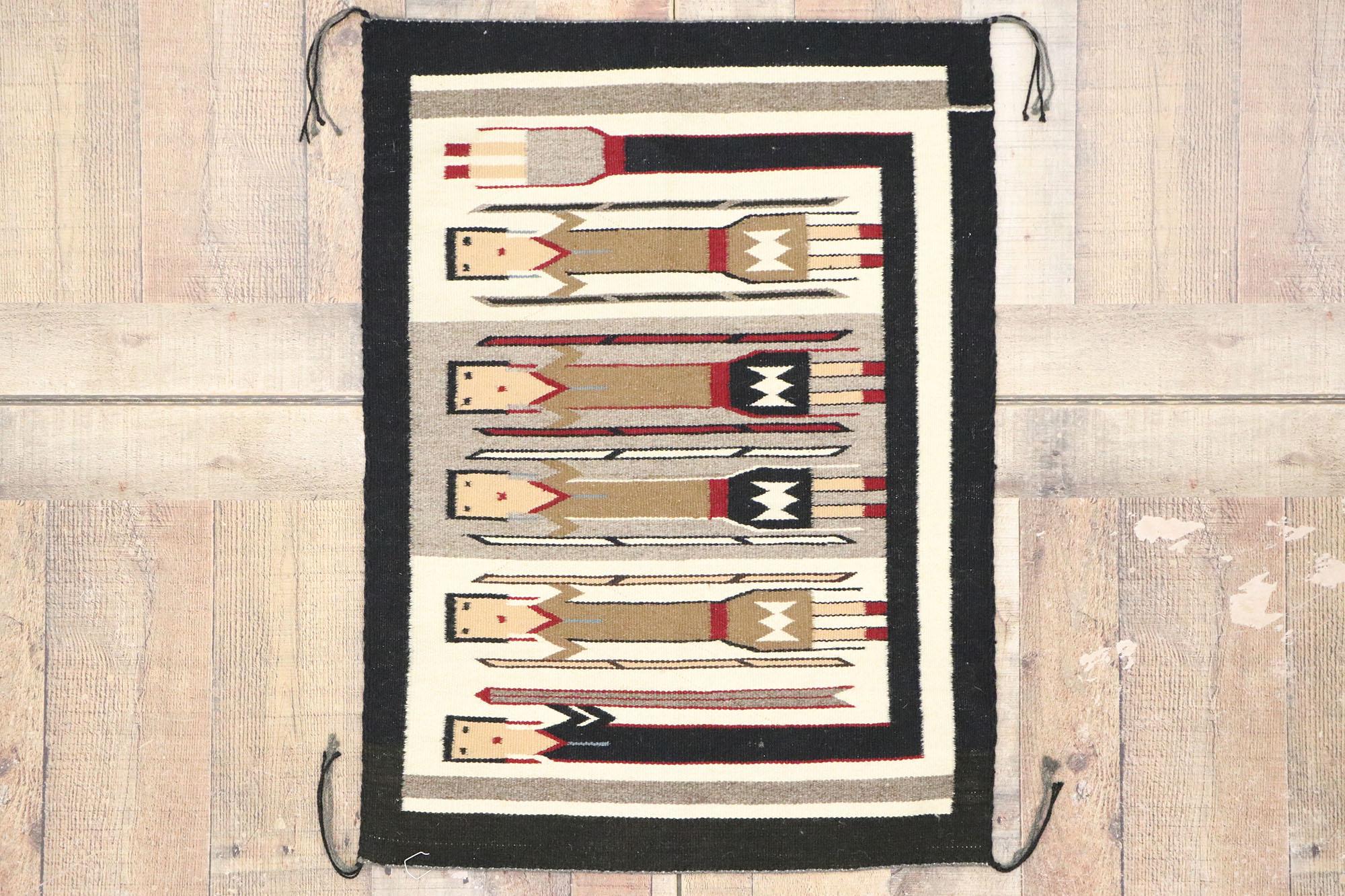 Wool Vintage Navajo Kilim Yeibichai Rug with Southwestern Folk Art Style For Sale