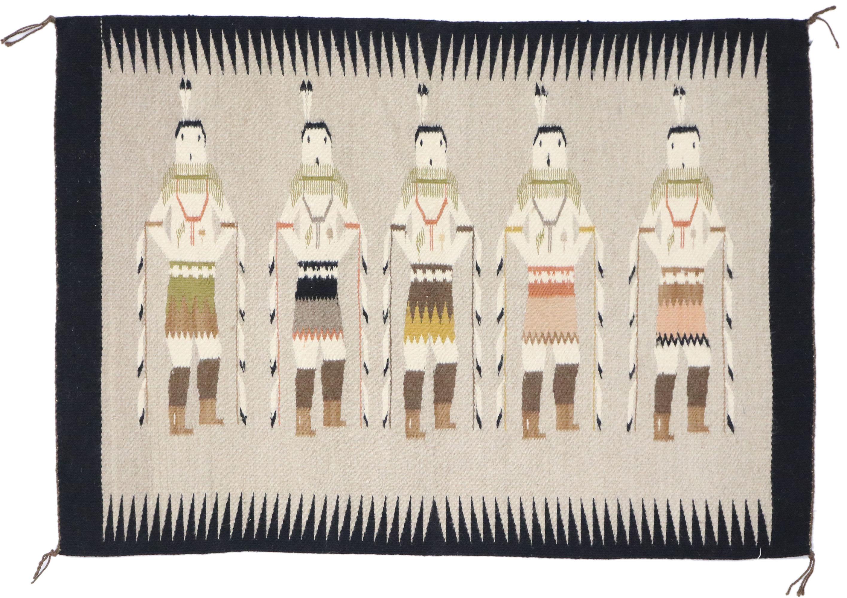 Vintage Navajo Kilim Yeibichai Rug with Southwestern Folk Art Style 2