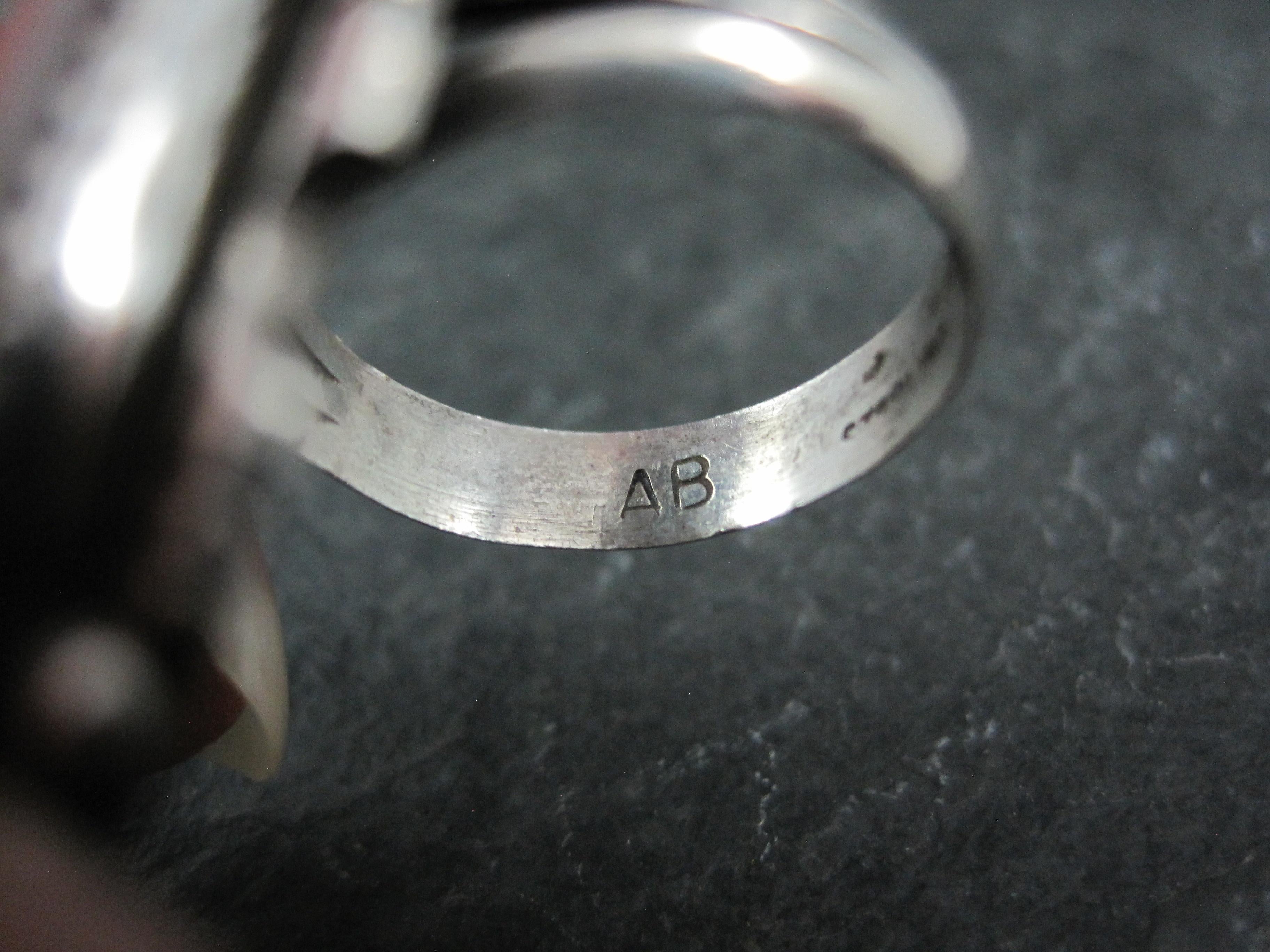 Vintage Navajo Perlmutt Ring Gr�öße 6,5 Sterling Silber Anna Begay im Angebot 3