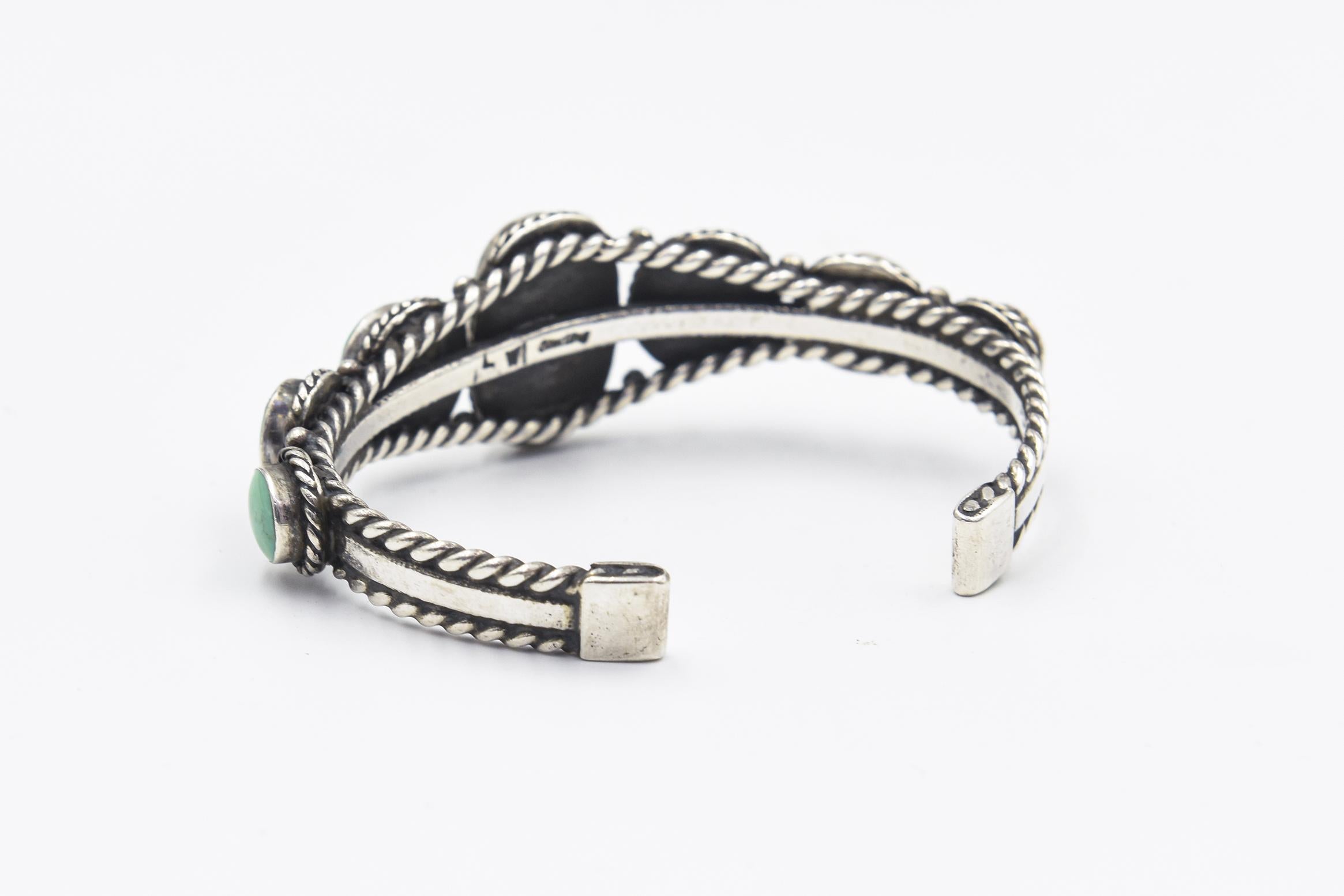 Vintage Navajo Native American Turquoise Sterling Silver Cuff Bracelet ...
