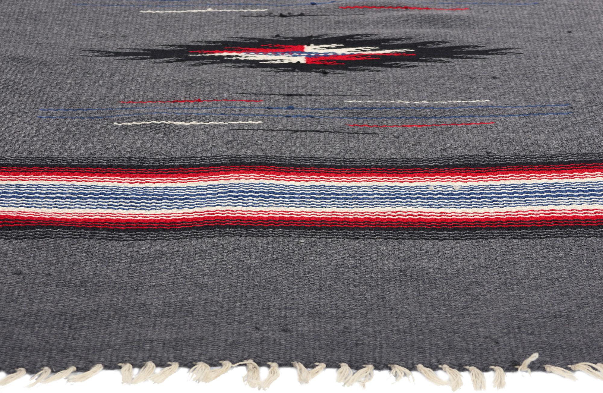 American Vintage Navajo-Style New Mexico Chimayo Blanket Rug For Sale