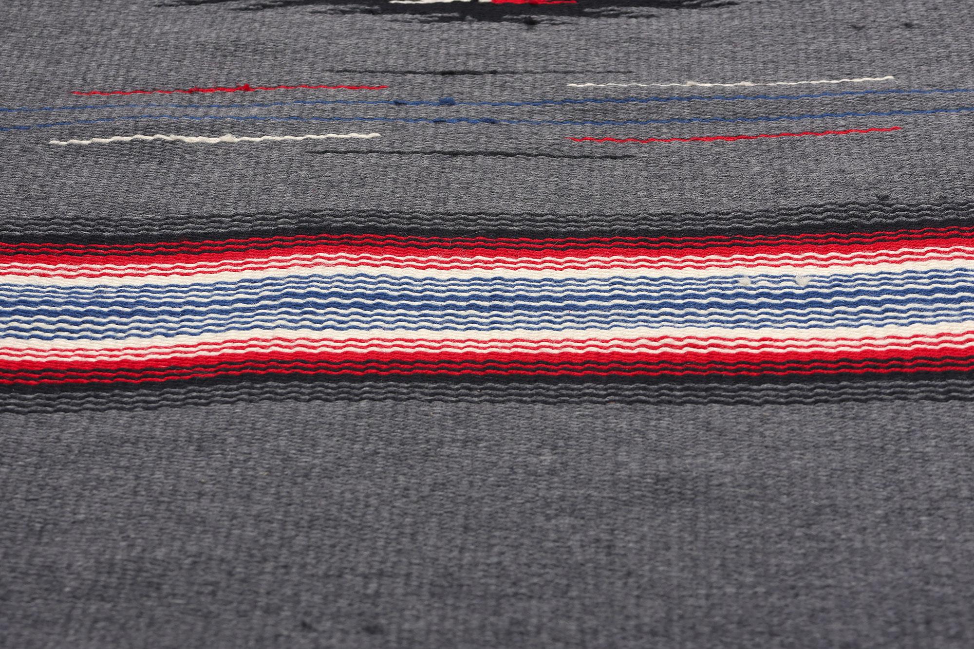 Hand-Woven Vintage Navajo-Style New Mexico Chimayo Blanket Rug For Sale