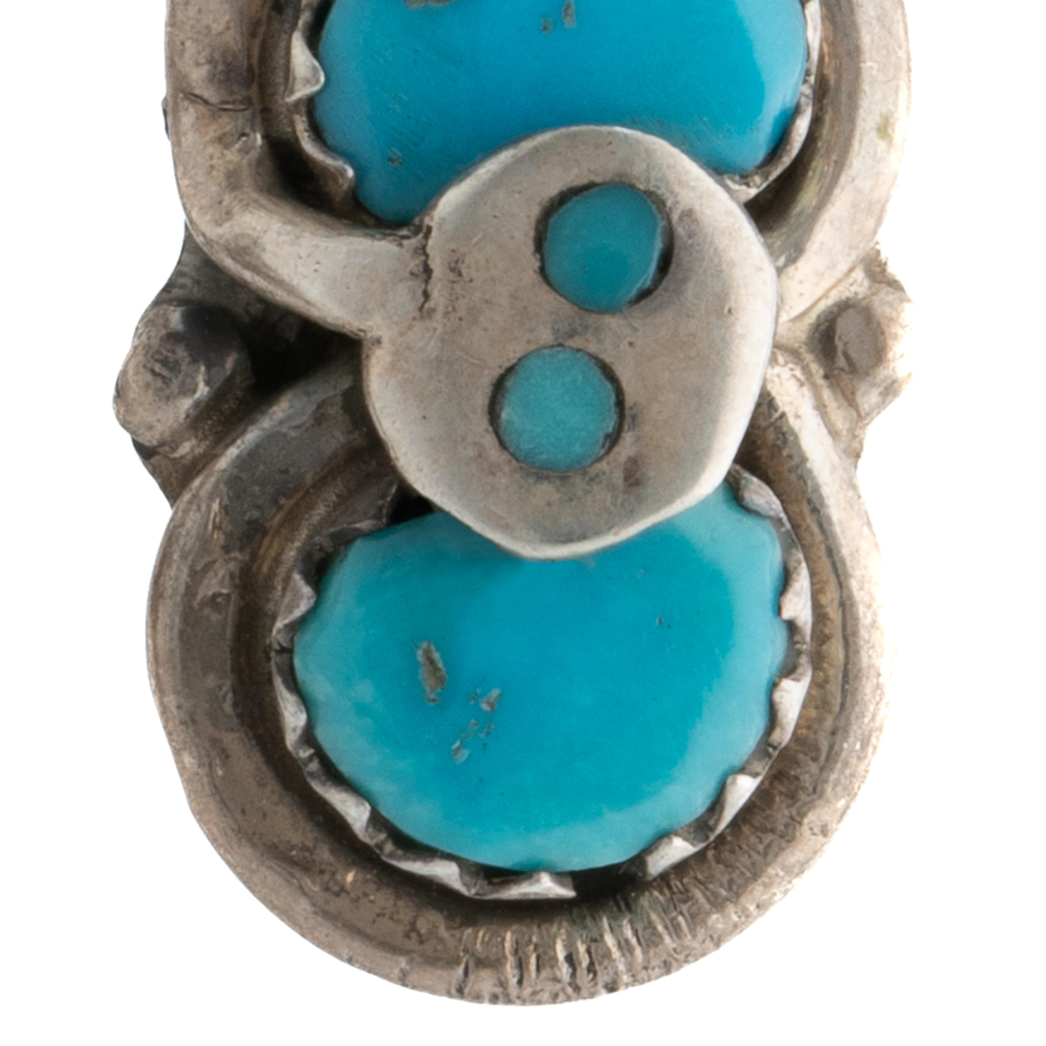 Vintage Zuni Native American Petite Signed Effie Calavaza Turquoise Silver Snake Stud Earrings c.1980s

Length: 0.35