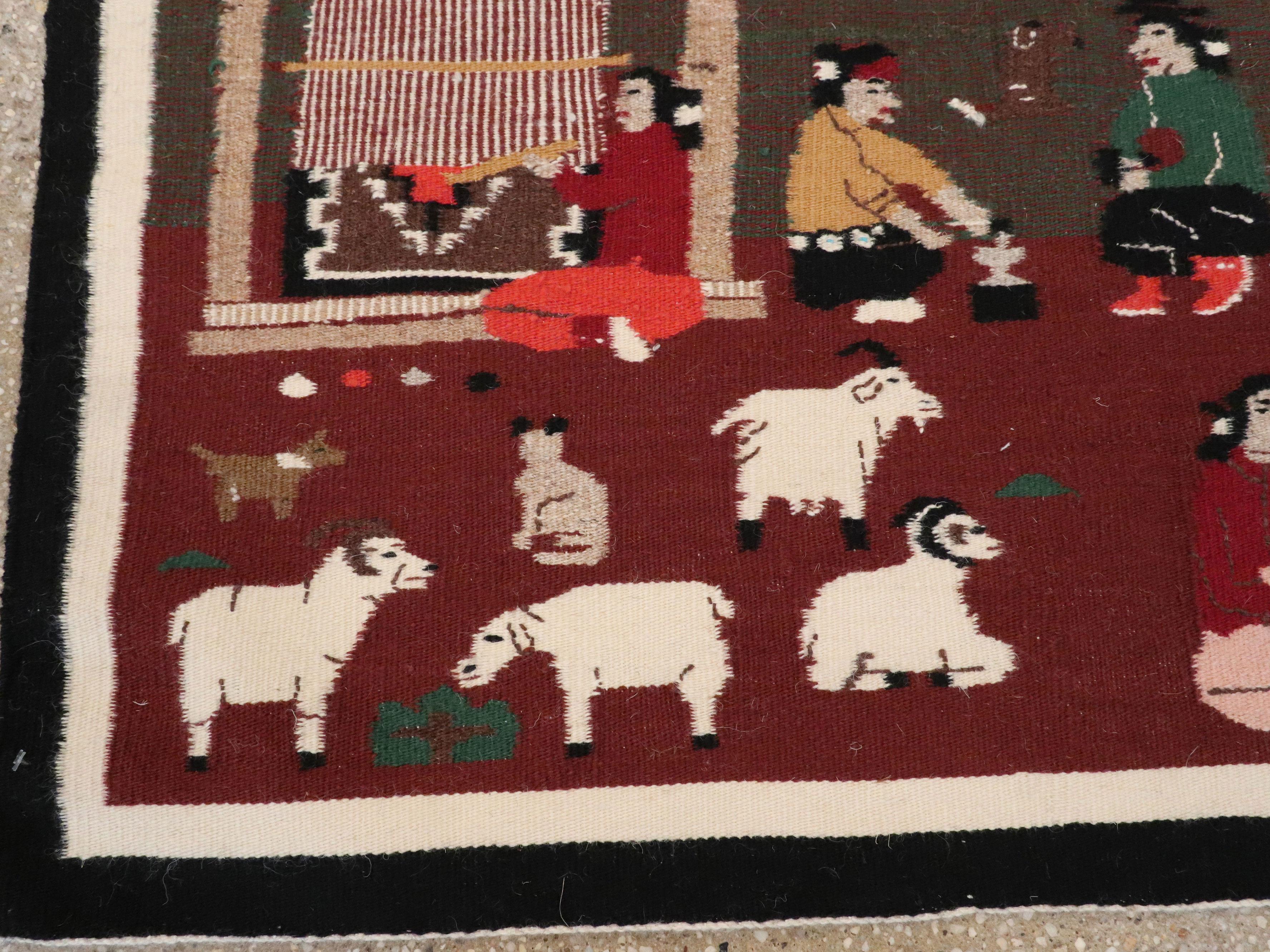 American Vintage Navajo Pictorial Rug