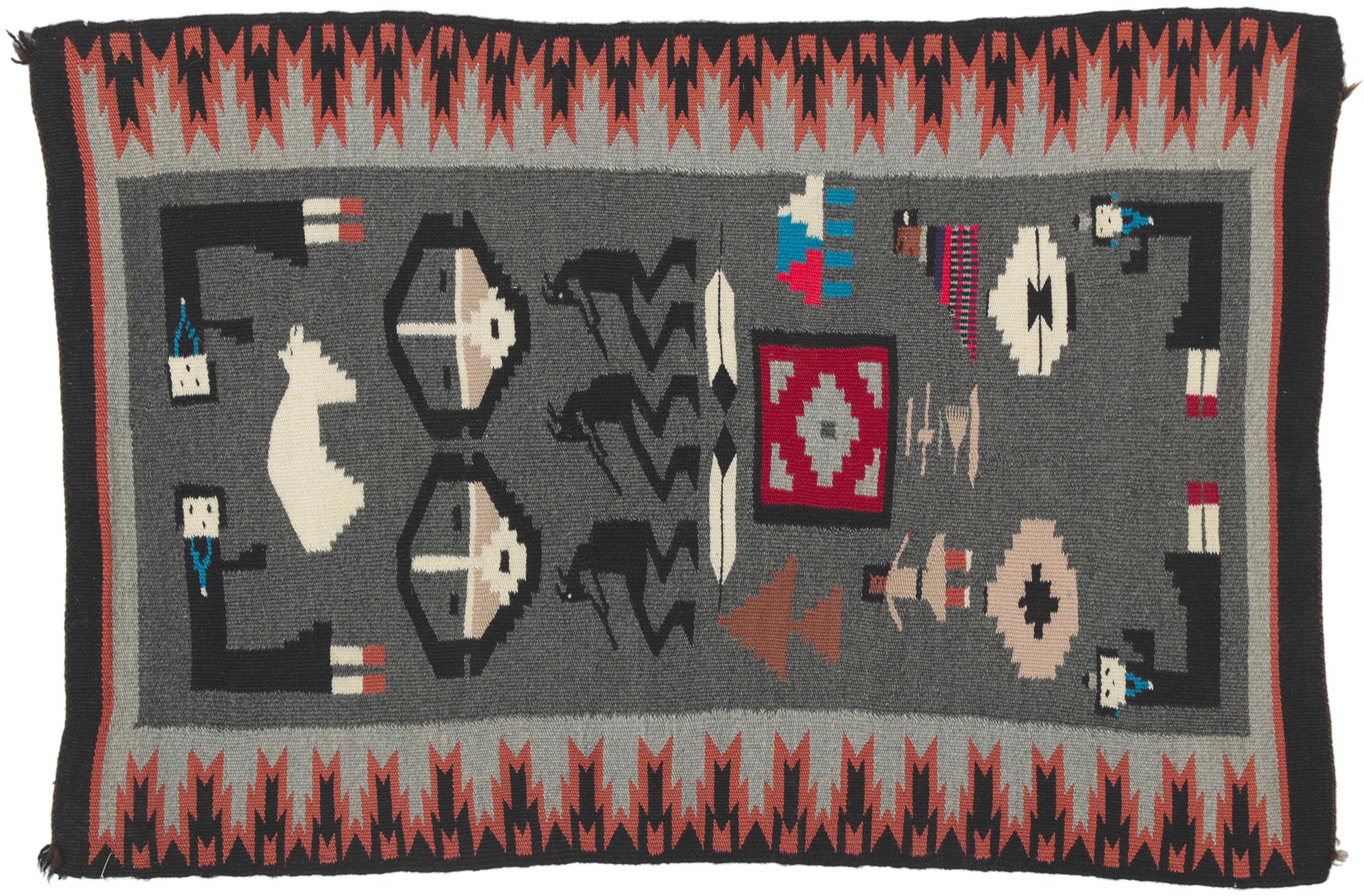 Wool Vintage Navajo Pictorial Rug For Sale