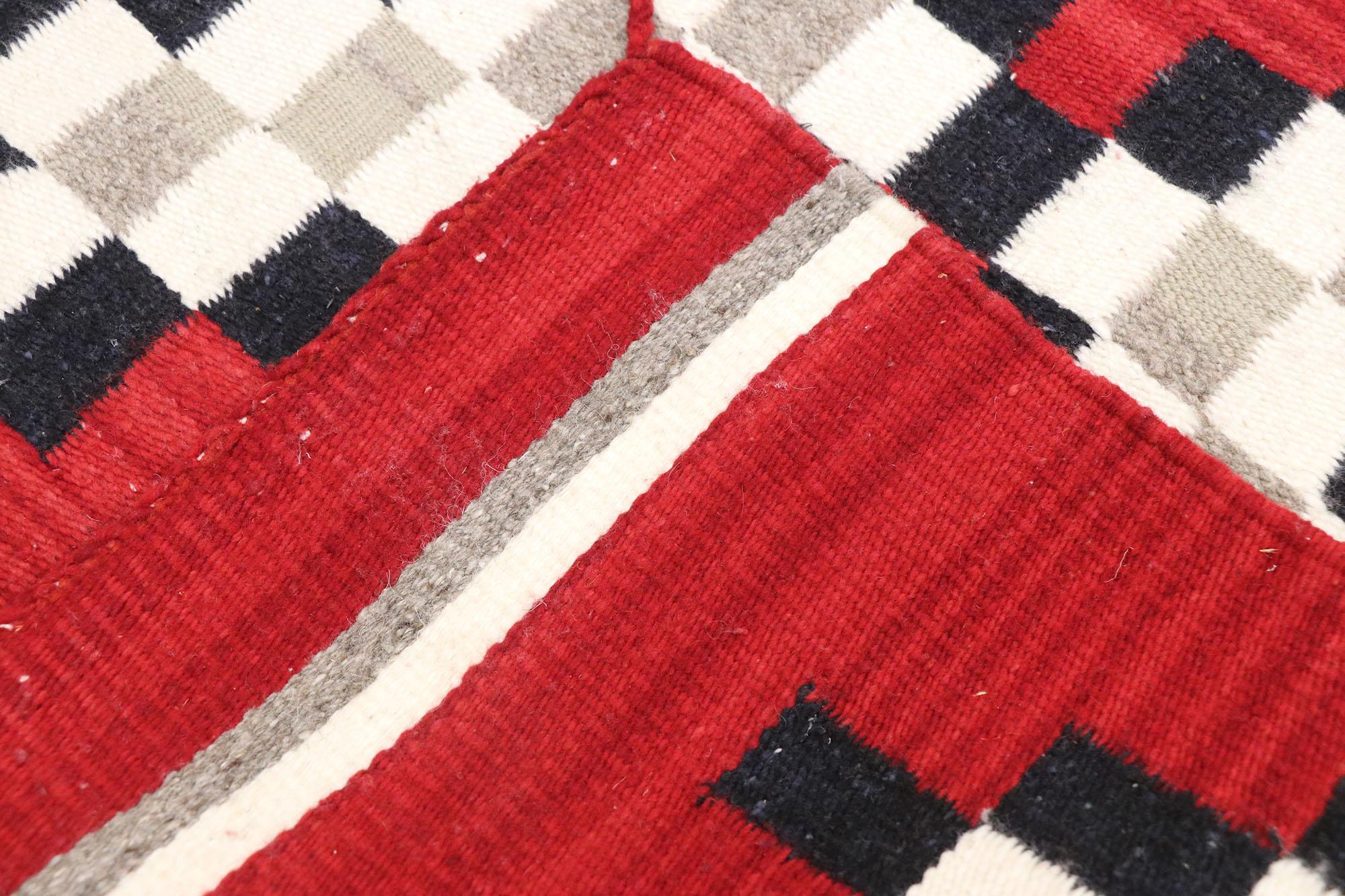 Vintage Navajo Red Kilim Rug with Two Grey Hills Style In Good Condition For Sale In Dallas, TX
