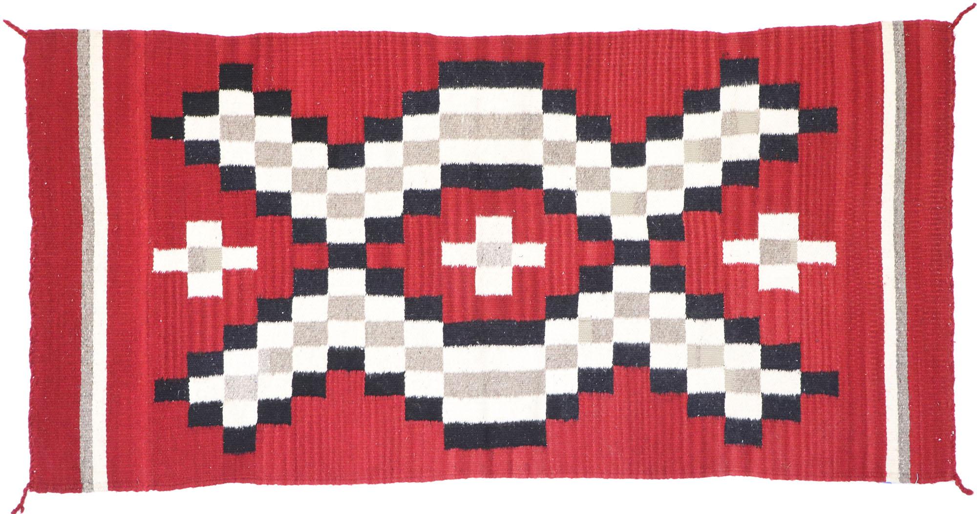 Vintage Navajo Red Kilim Rug with Two Grey Hills Style For Sale 2
