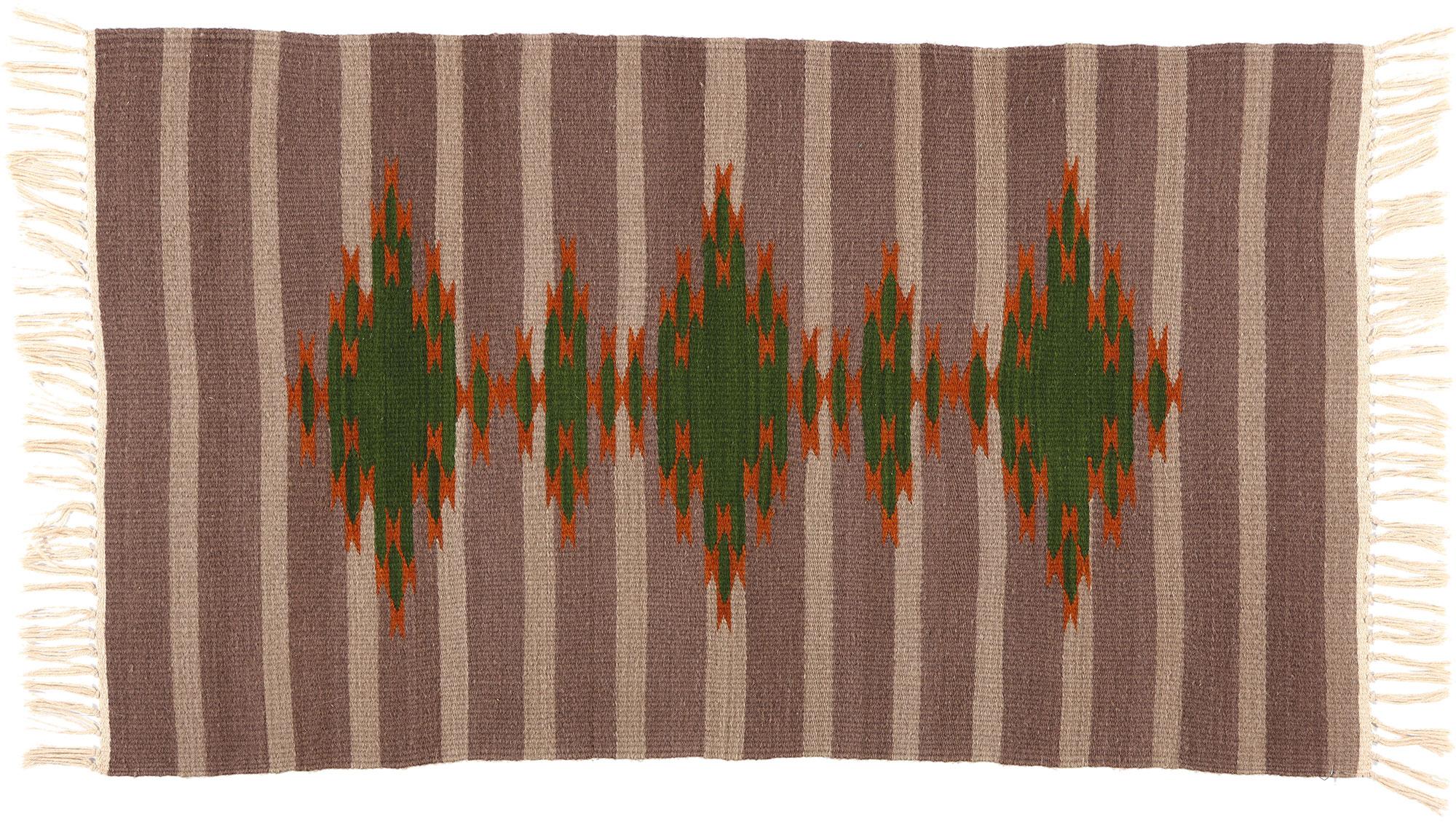 Vintage Navajo-Style Rio Grande Banded Blanket Rug For Sale 4