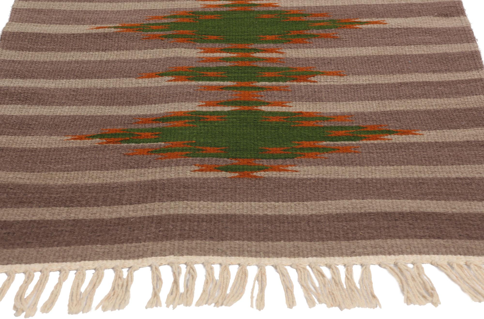 Hand-Woven Vintage Navajo-Style Rio Grande Banded Blanket Rug For Sale