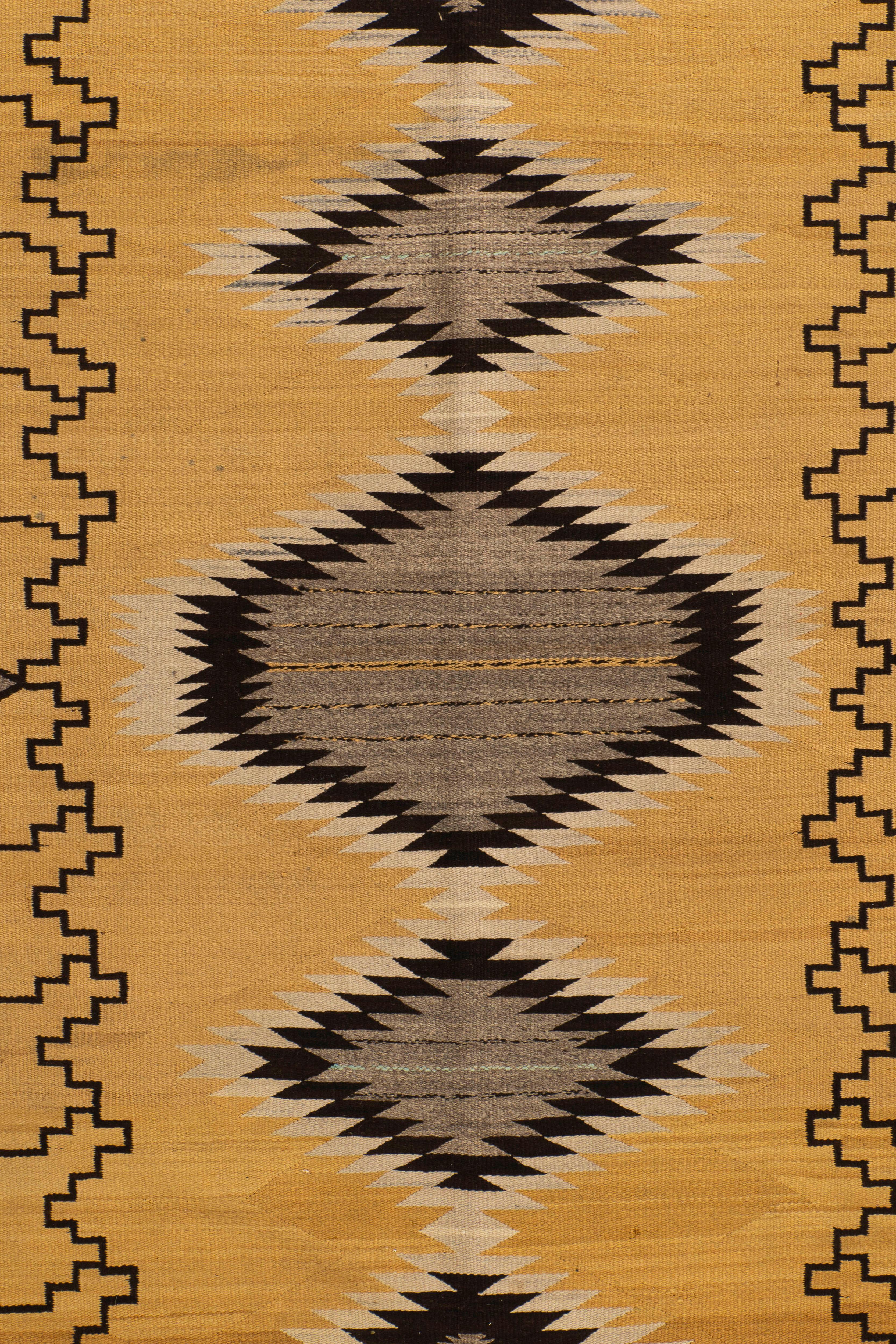 Vintage  Navajo Hand Woven Gold Gray Wool Rug 3'10 X 5'9 For Sale 2