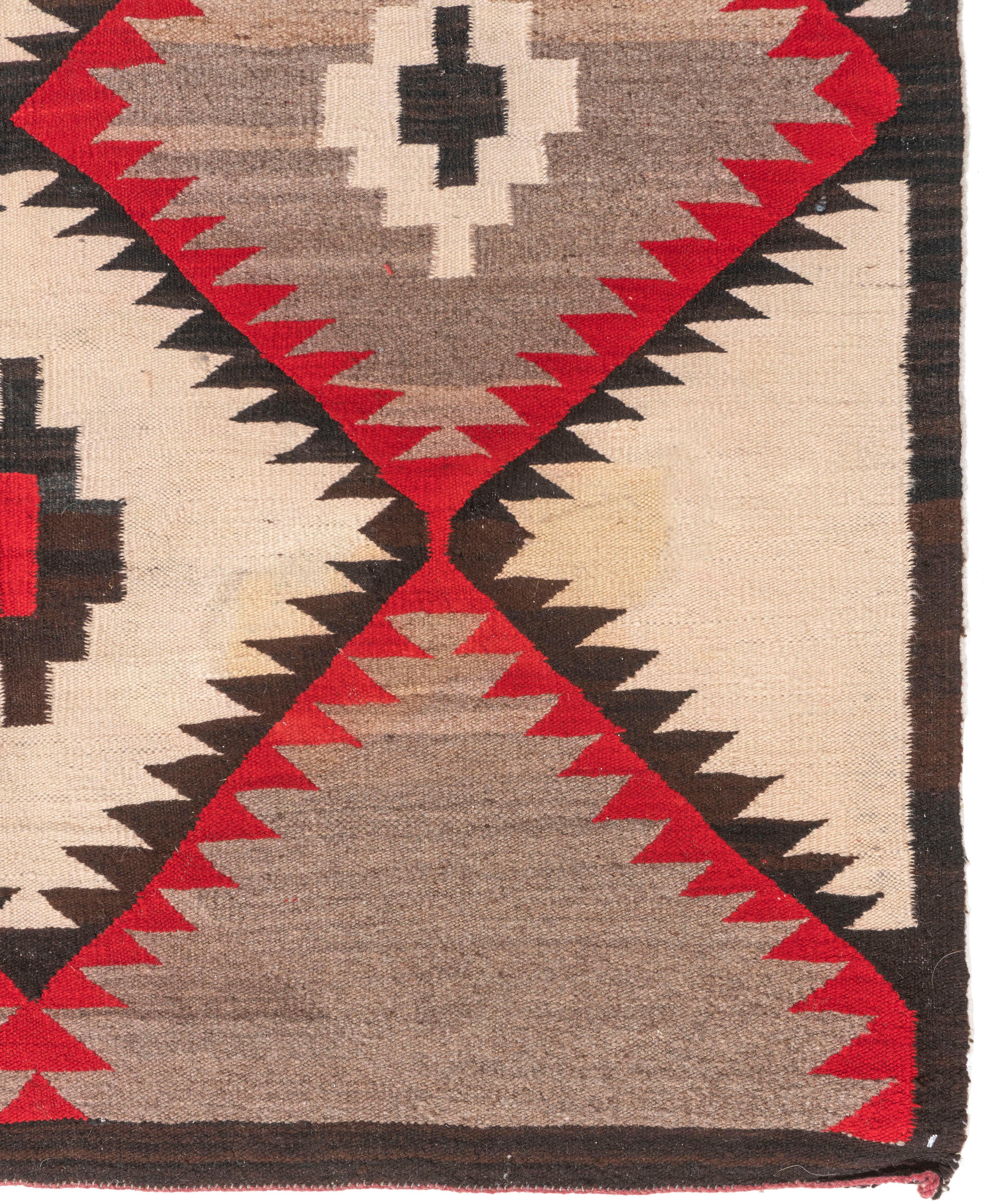 Vintage  Navajo Hand Woven Wool Rug 3'8 X 6' For Sale 4