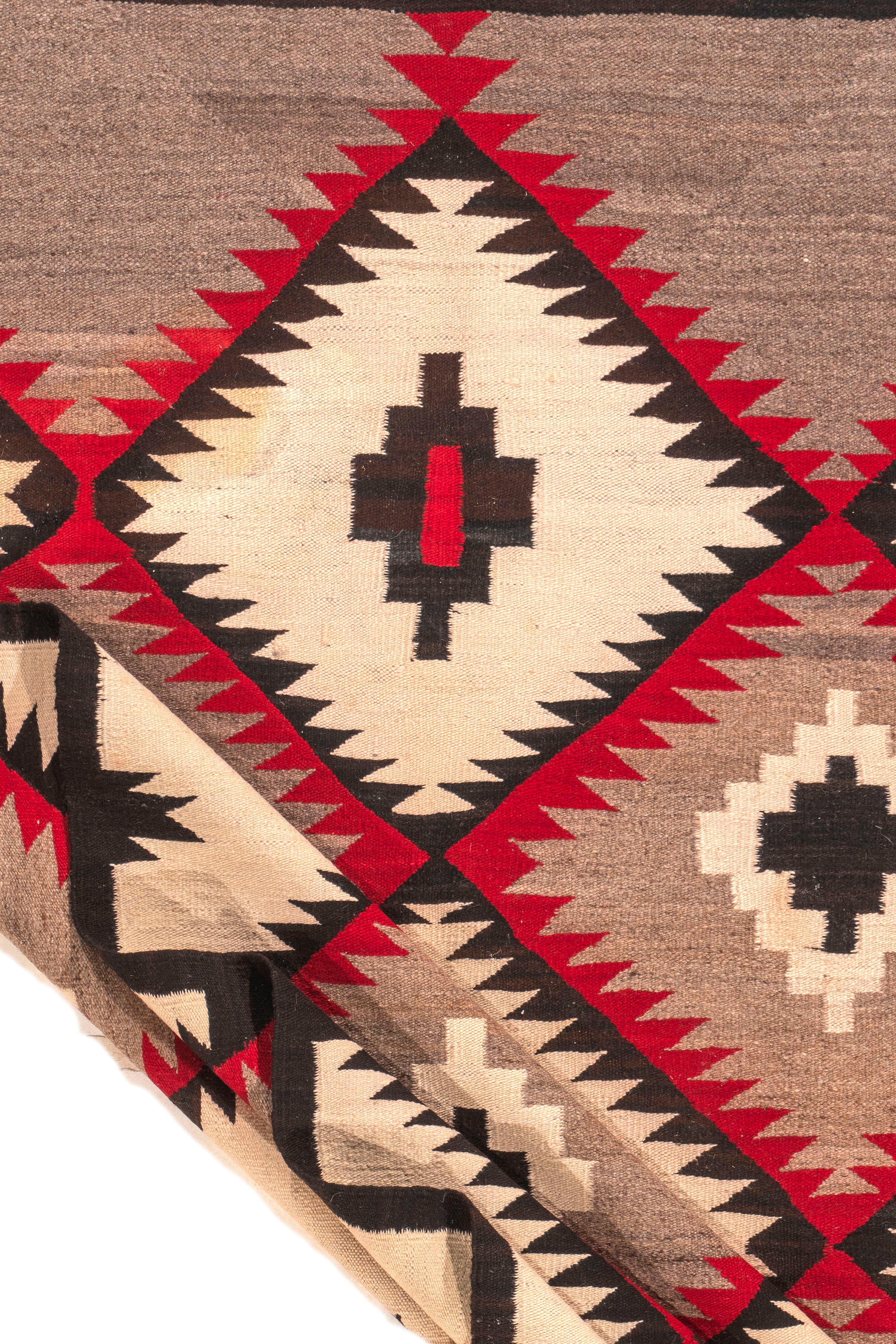 Vintage  Navajo Hand Woven Wool Rug 3'8 X 6' For Sale 6