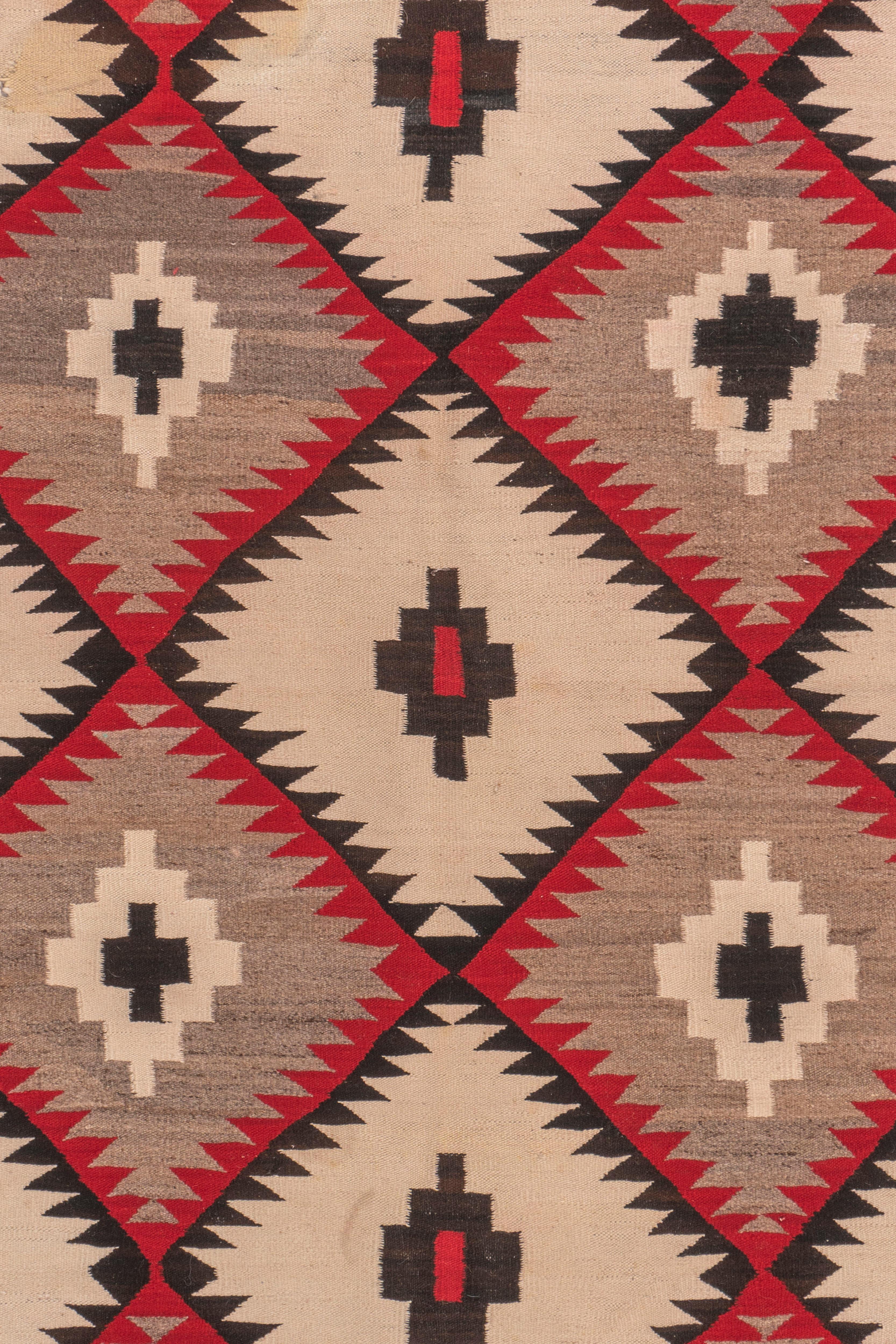 American Vintage  Navajo Hand Woven Wool Rug 3'8 X 6' For Sale