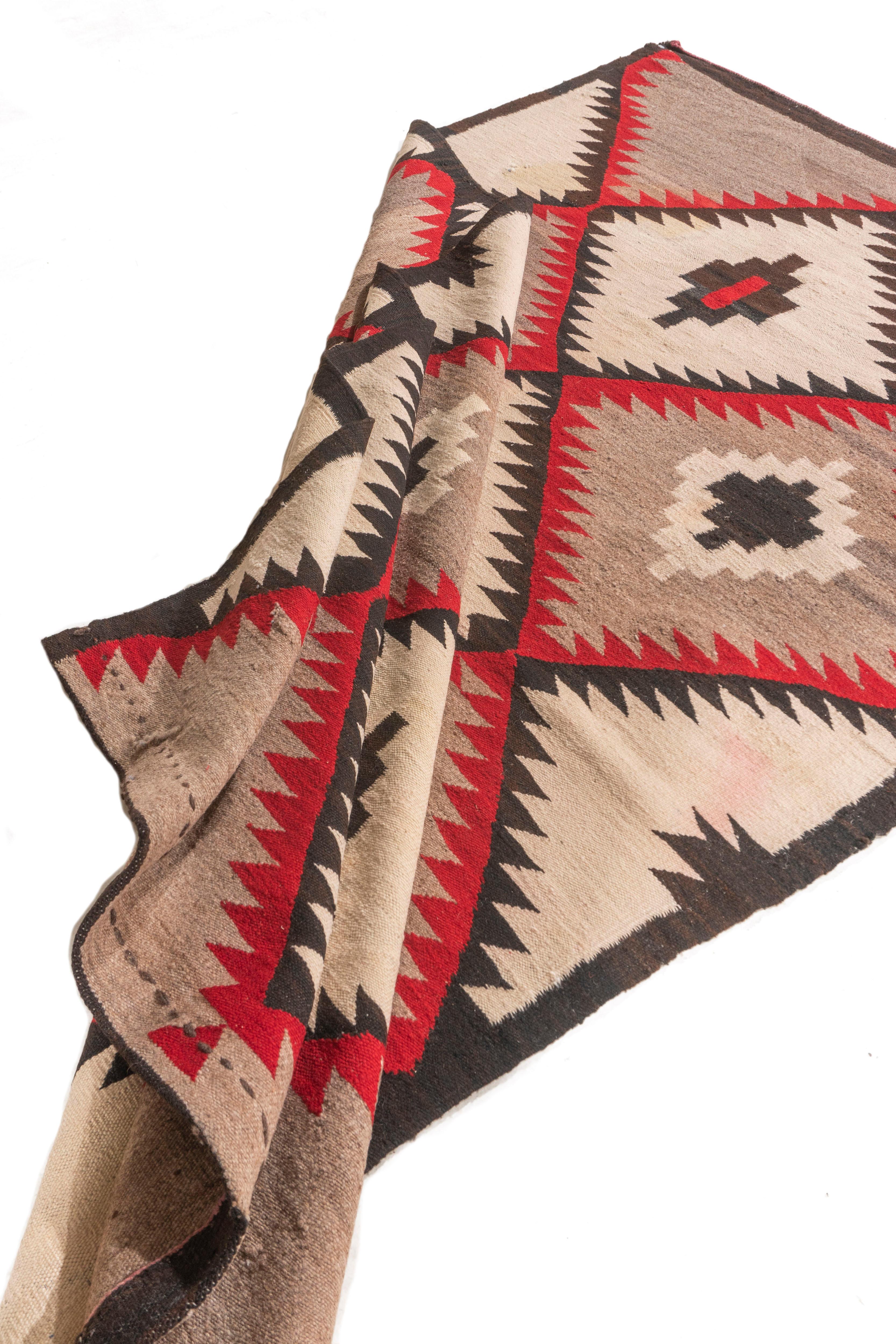 Hand-Knotted Vintage  Navajo Hand Woven Wool Rug 3'8 X 6' For Sale