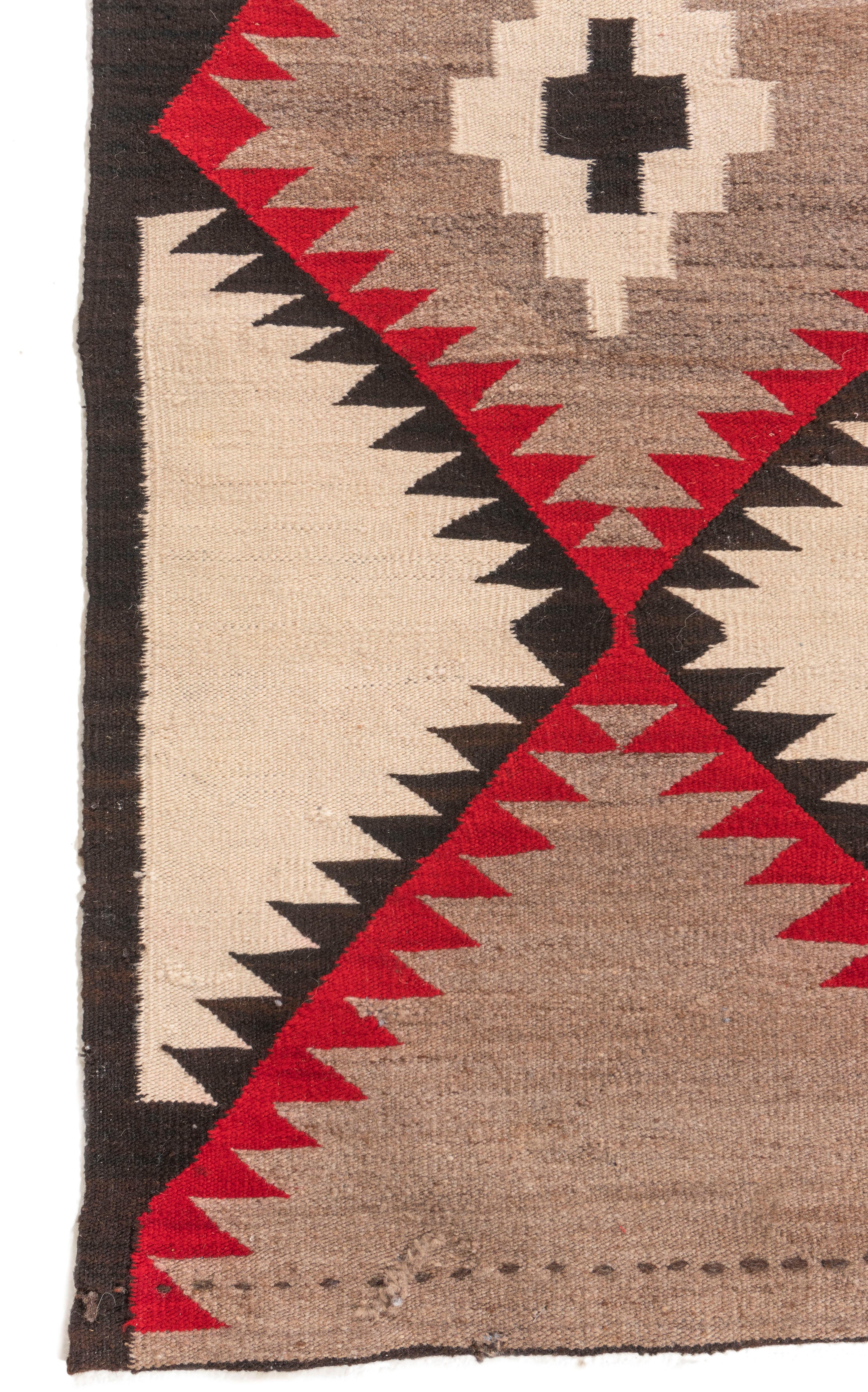 20th Century Vintage  Navajo Hand Woven Wool Rug 3'8 X 6' For Sale