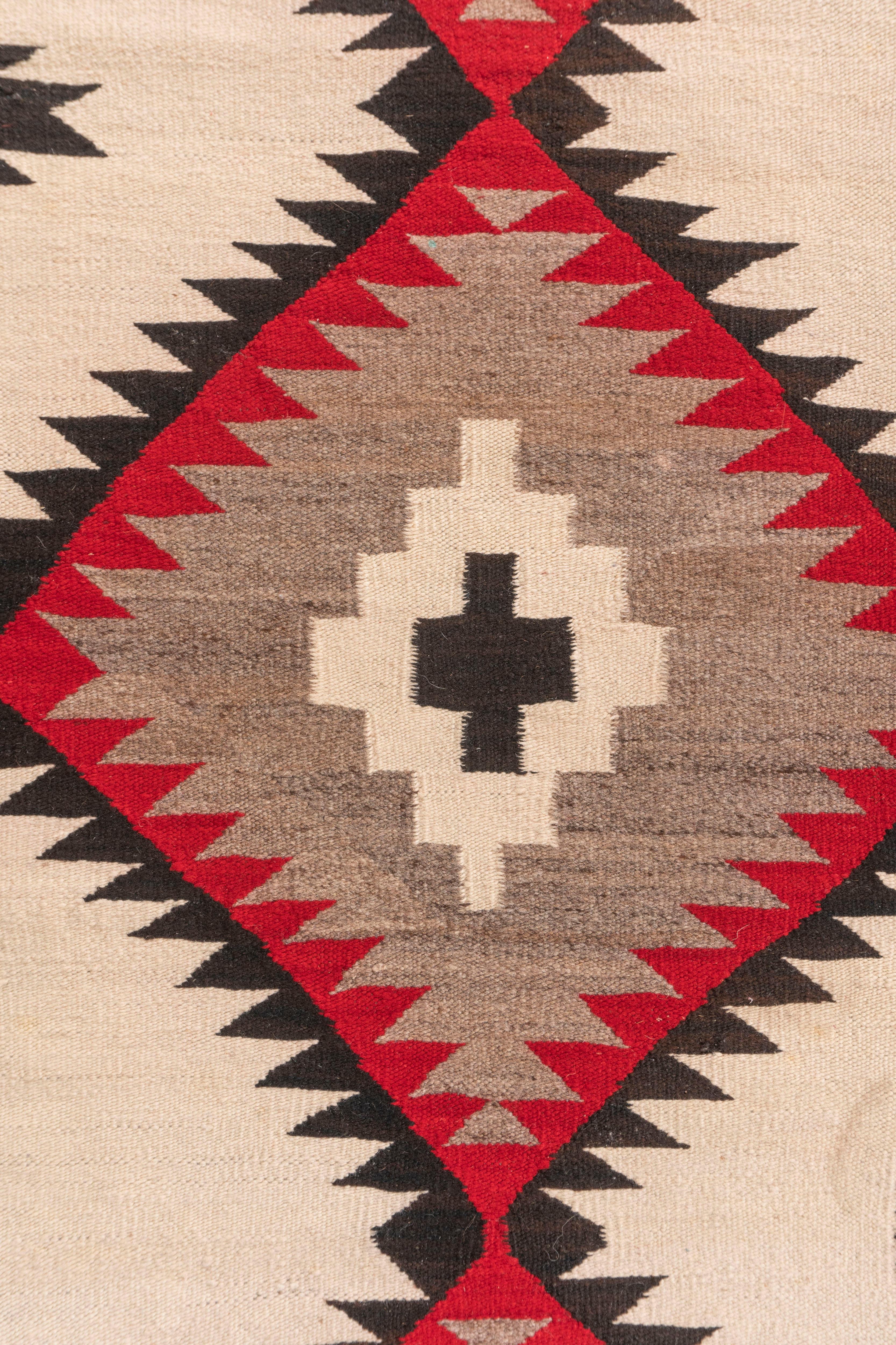 Vintage  Navajo Hand Woven Wool Rug 3'8 X 6' For Sale 1