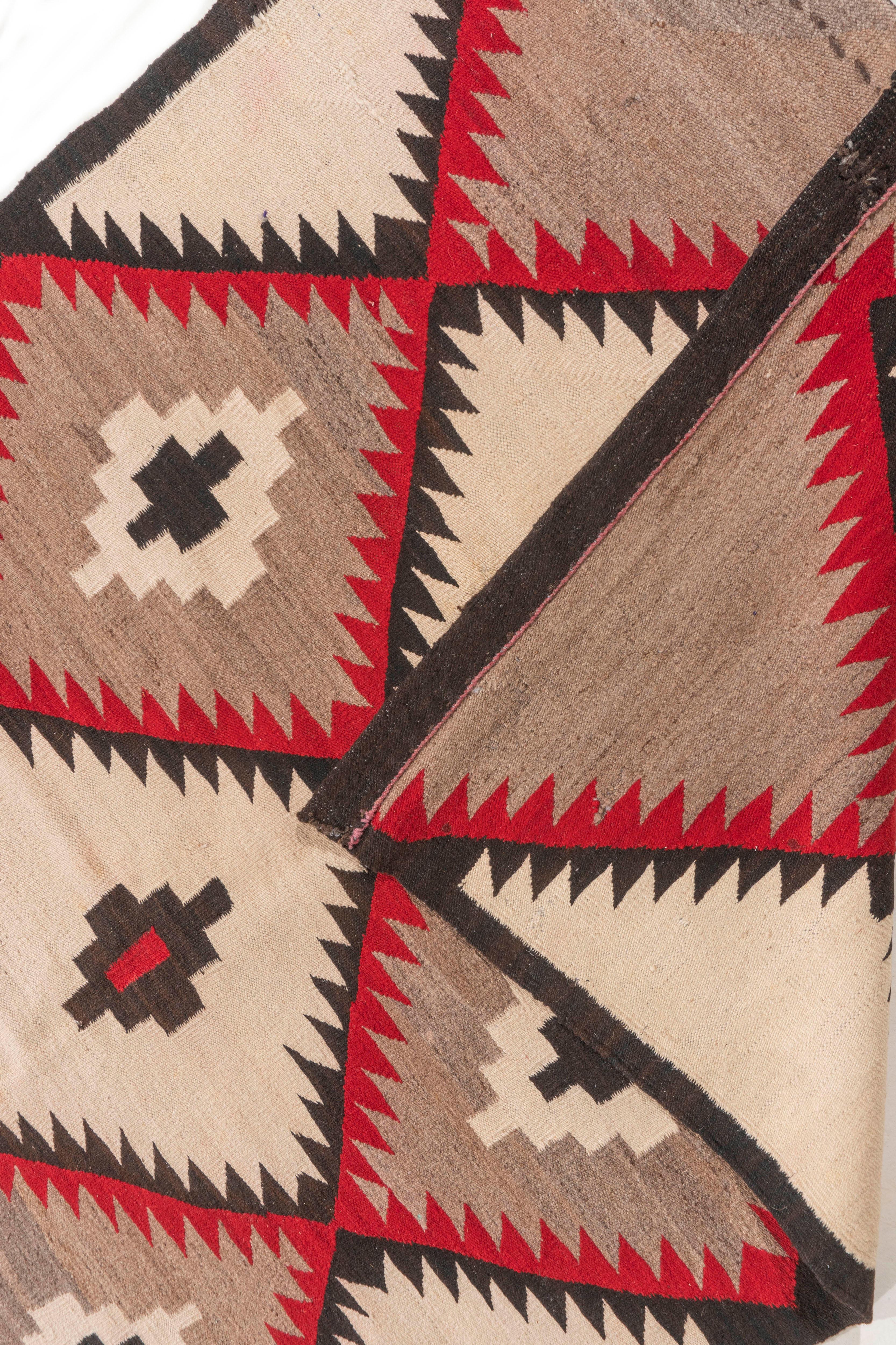 Vintage  Navajo Hand Woven Wool Rug 3'8 X 6' For Sale 2