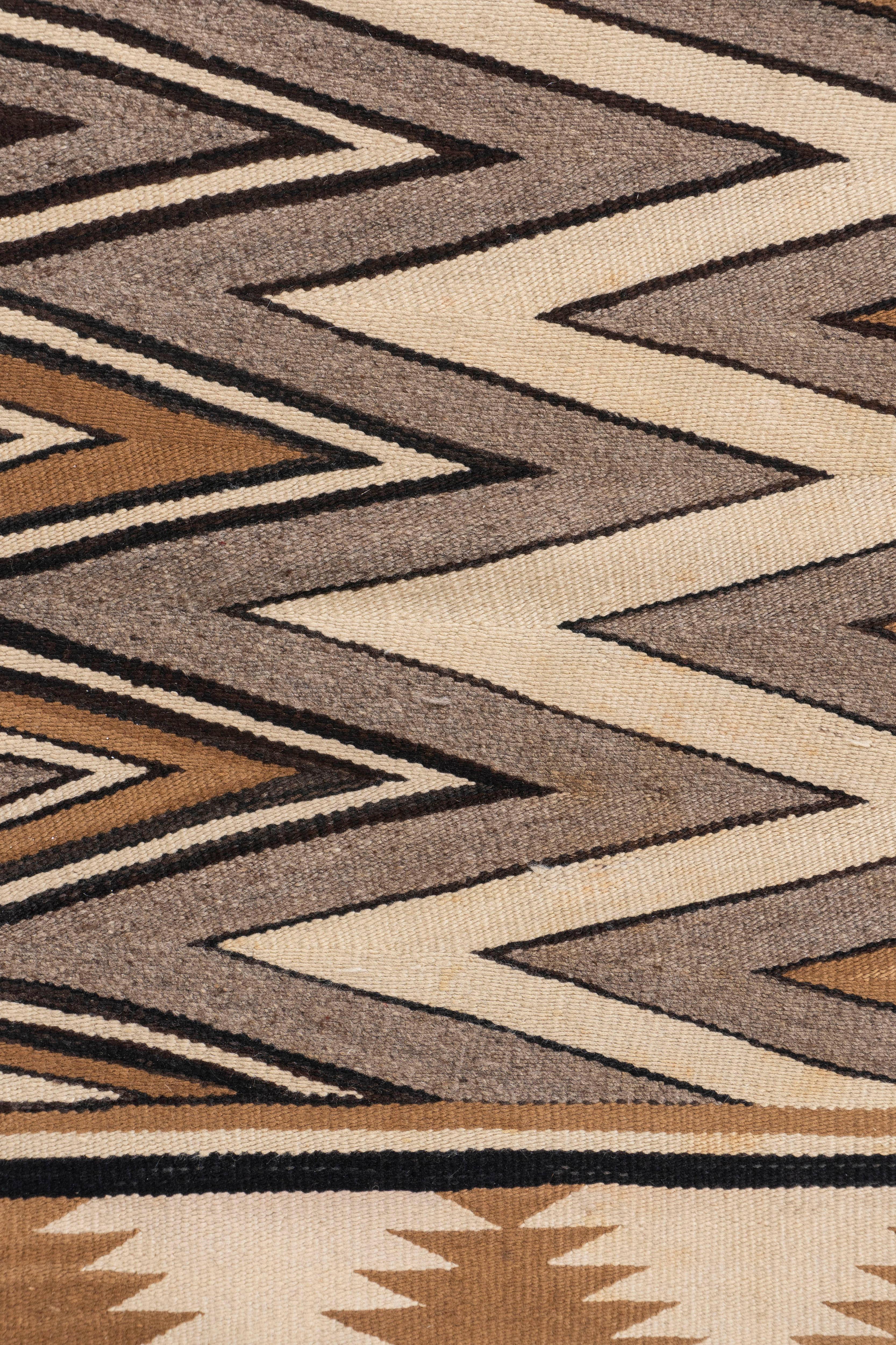 Alfombra Vintage Navajo Tejida a Mano Camel Marfil 3'9 X 5'4 nativo estadounidense en venta