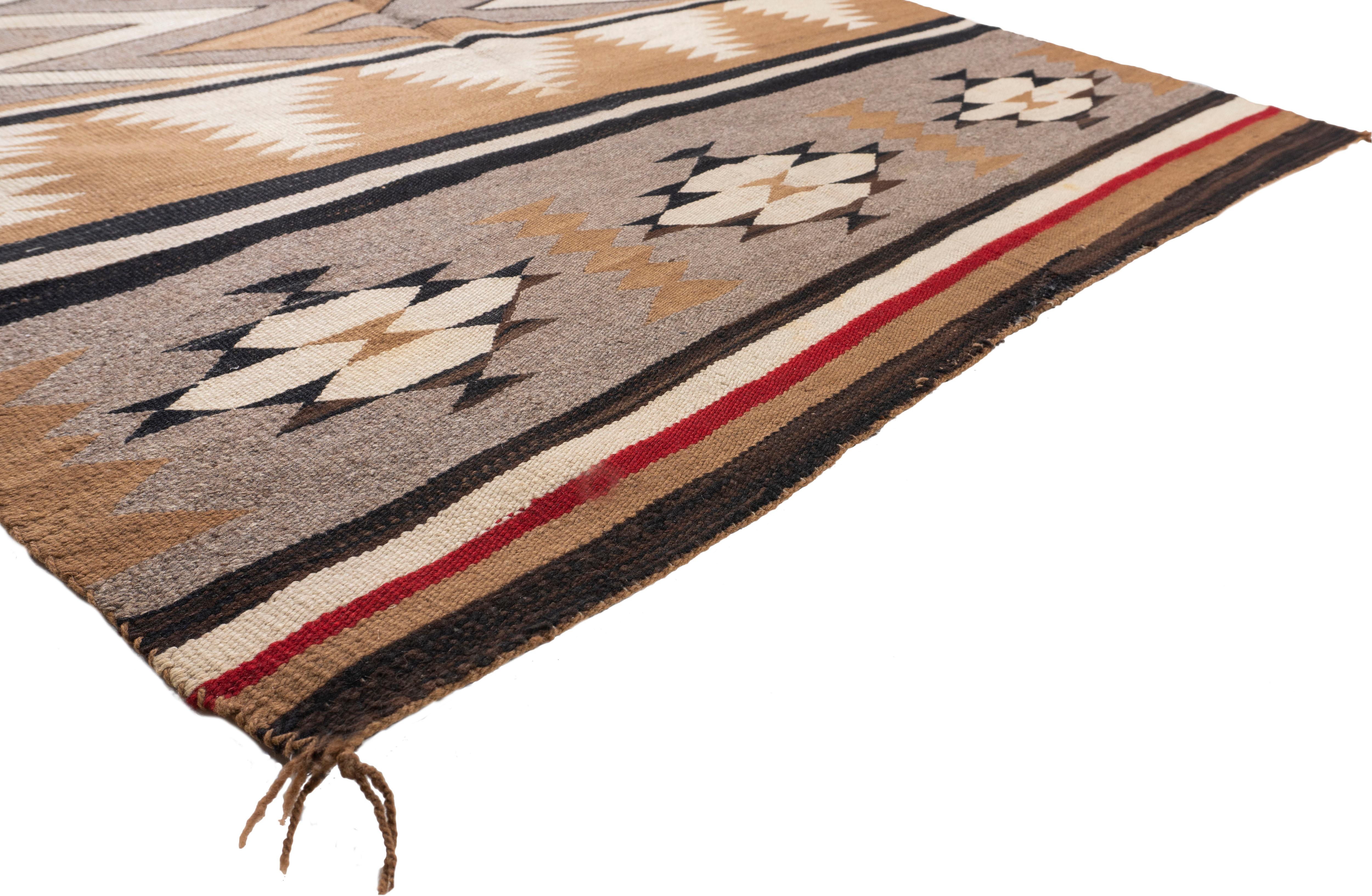 Alfombra Vintage Navajo Tejida a Mano Camel Marfil 3'9 X 5'4 Anudado a mano en venta