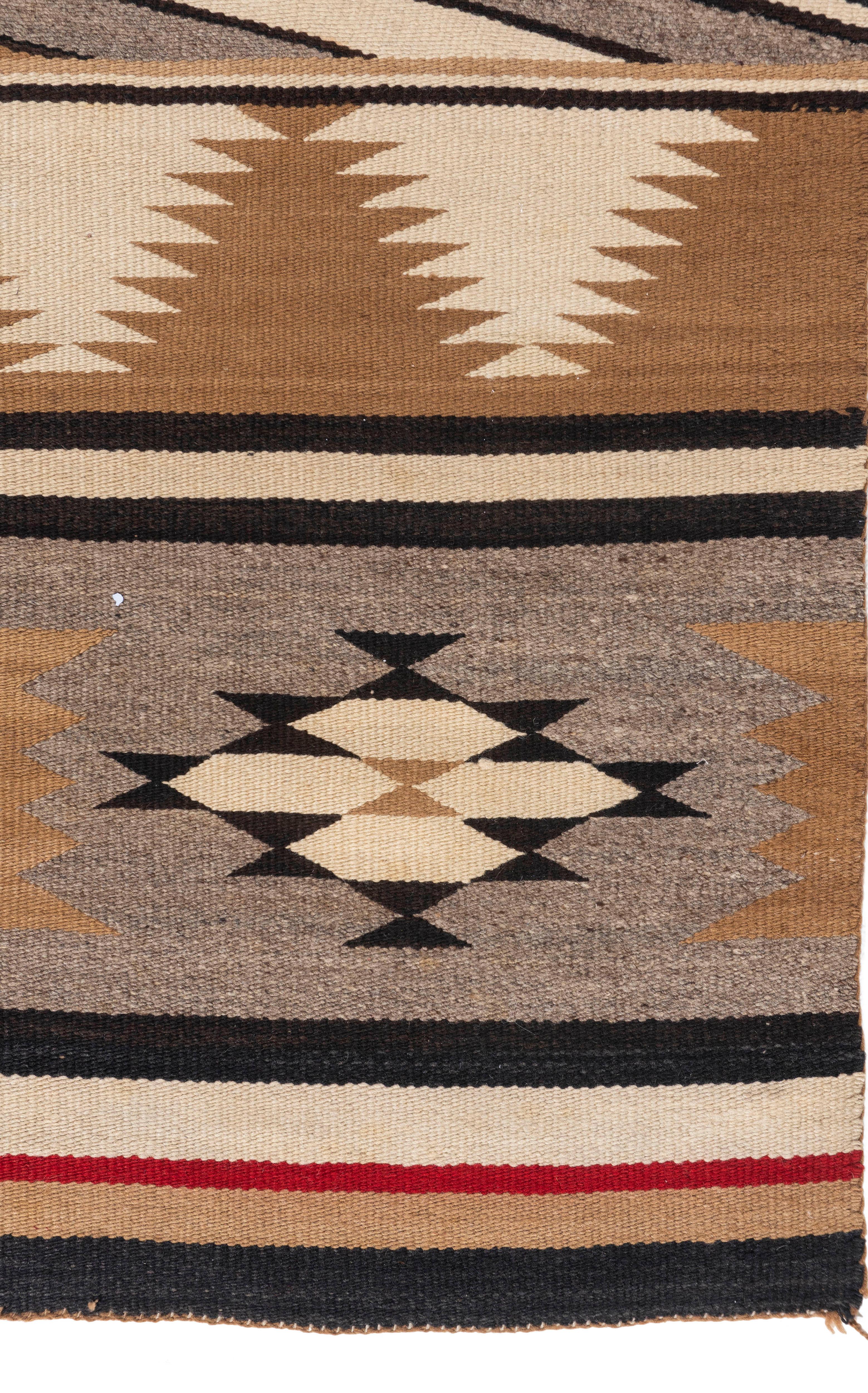 Alfombra Vintage Navajo Tejida a Mano Camel Marfil 3'9 X 5'4 Lana en venta