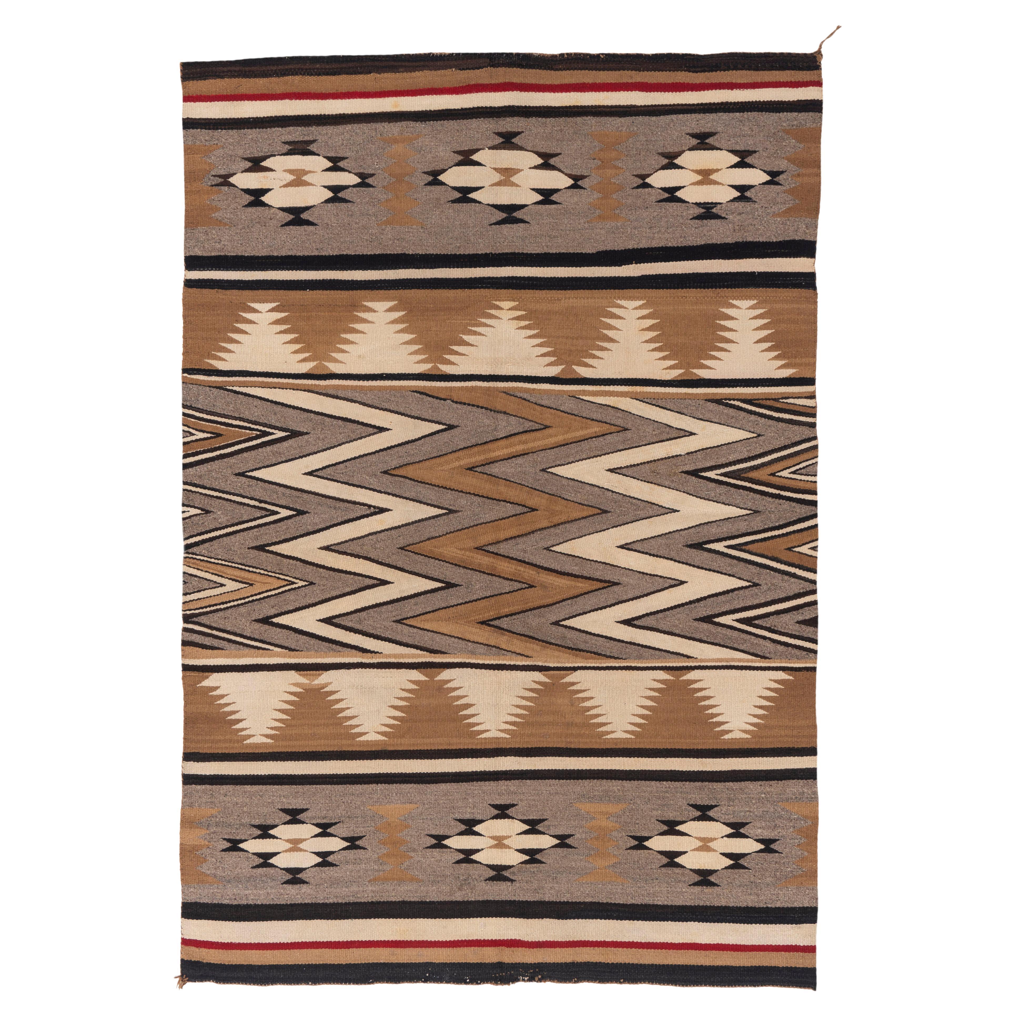 Vintage Navajo Hand Woven Camel Ivory Rug 3'9 X 5'4