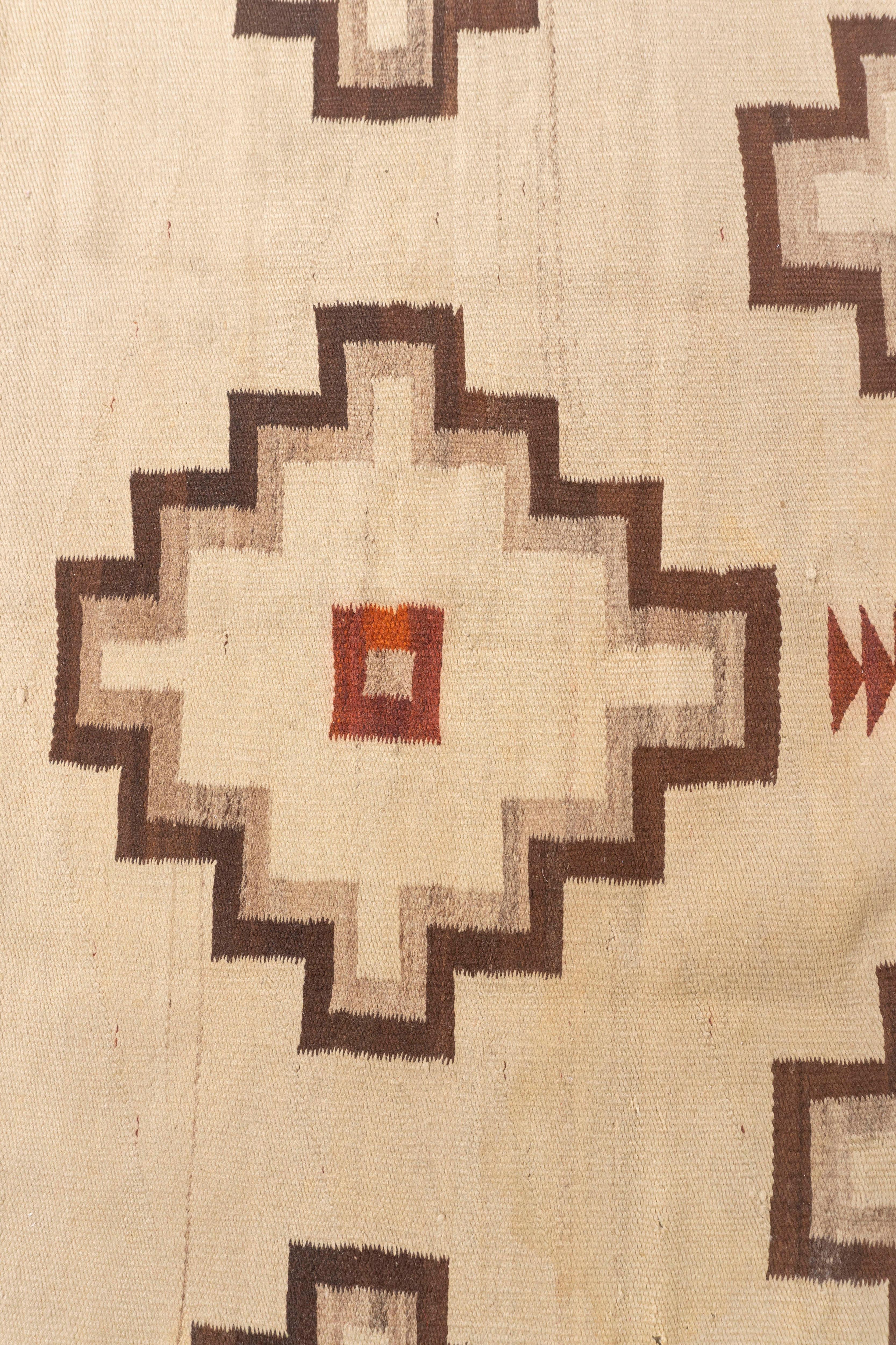 Hand-Knotted Vintage  Navajo Hand Woven Beige Taupe Wool Rug 4'3 X 6'2 For Sale